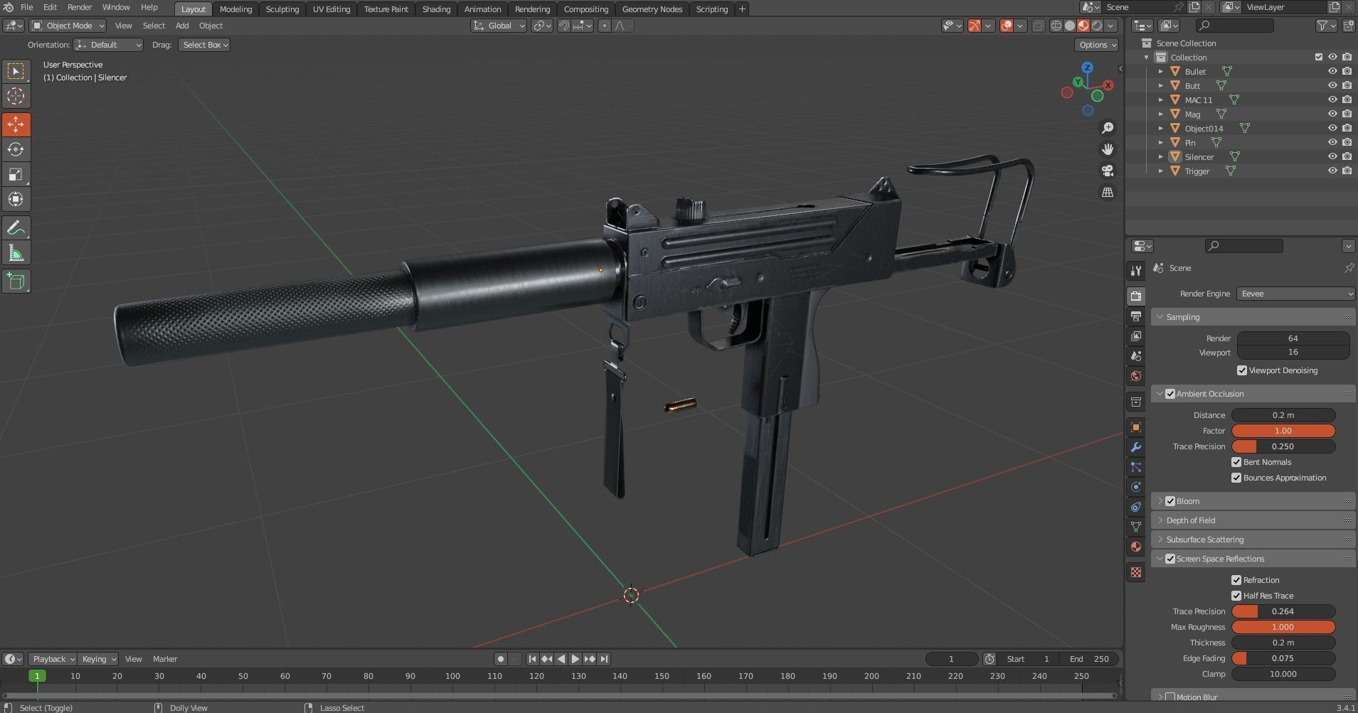 MAC 11 SMG  PACK Low-poly 3D model_38