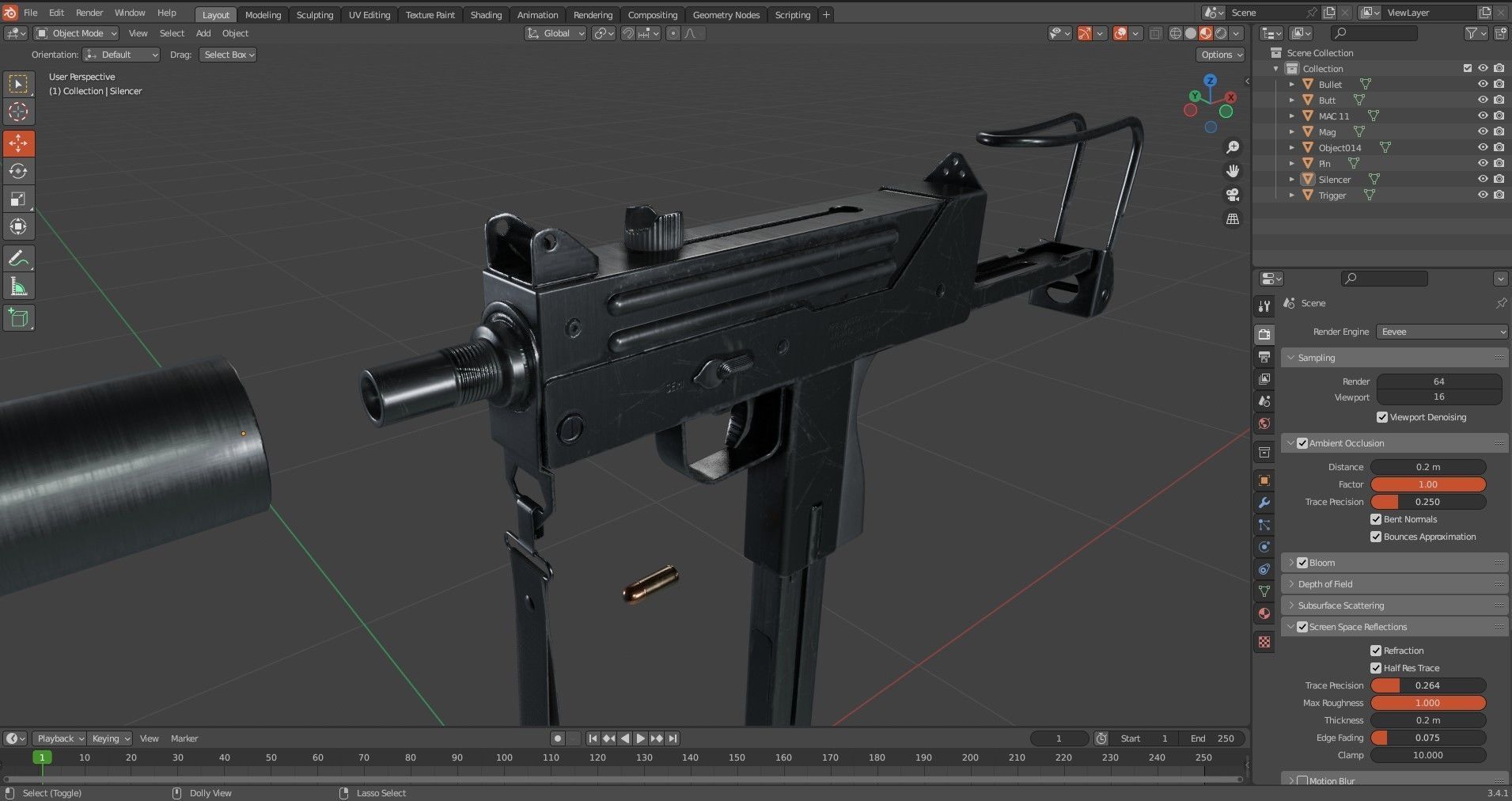 MAC 11 SMG  PACK Low-poly 3D model_37