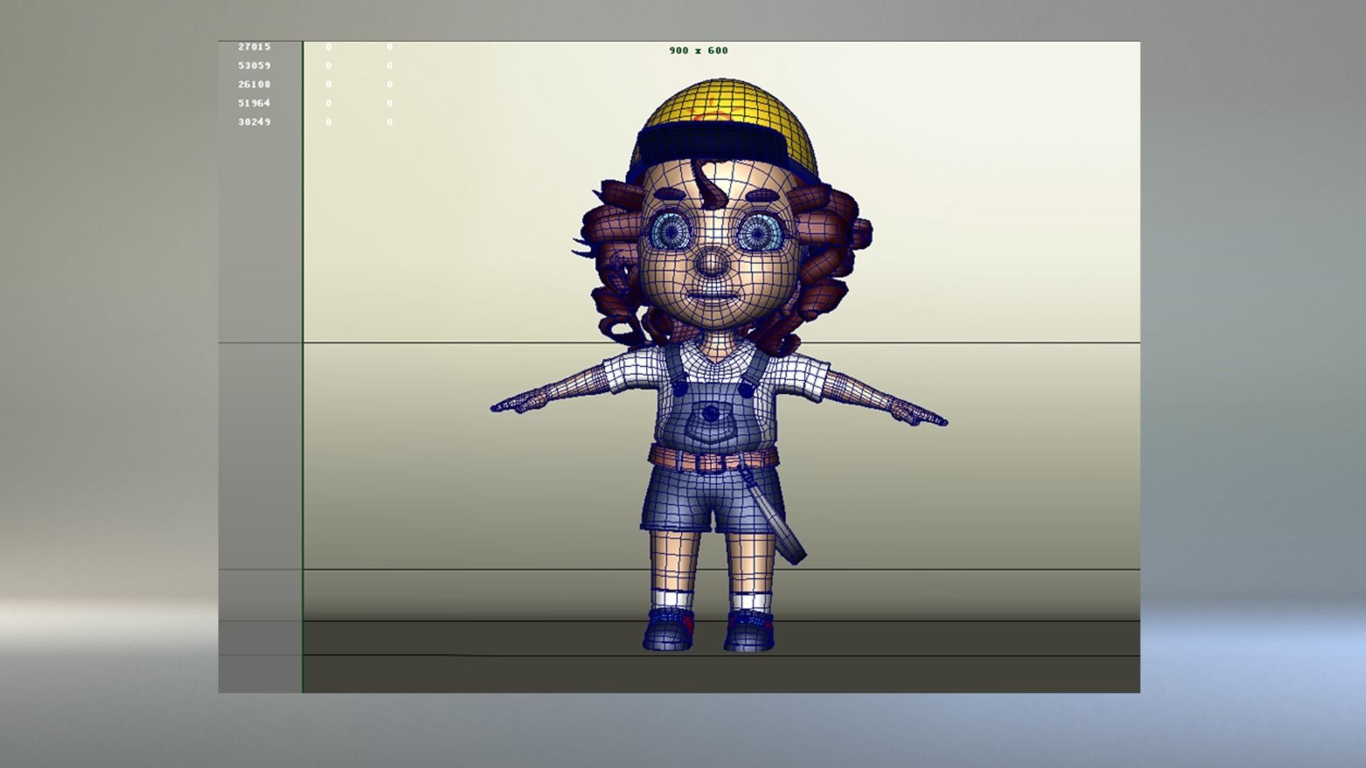 Cartoon delivery girl  student sister kid 3D model_5