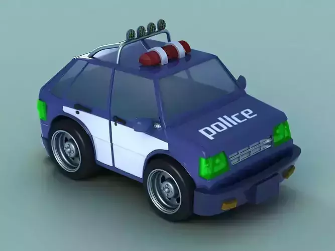 Super Cartoon police car toy police animated police car 3D model