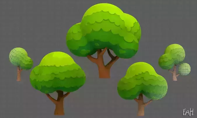 Trees Cartoon V49 Low-poly 3D model