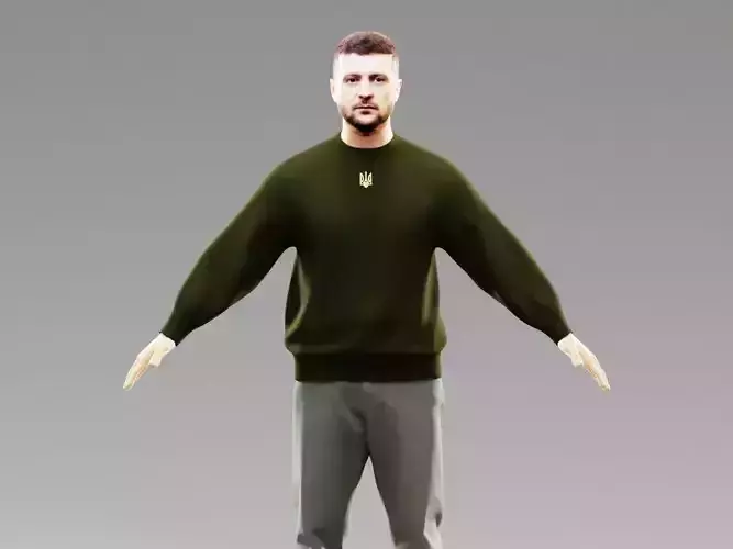 Volodymyr Zelensky 3D rigged scan model free download 3D model