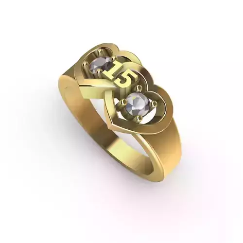 Anillo de 15 2 corazones 