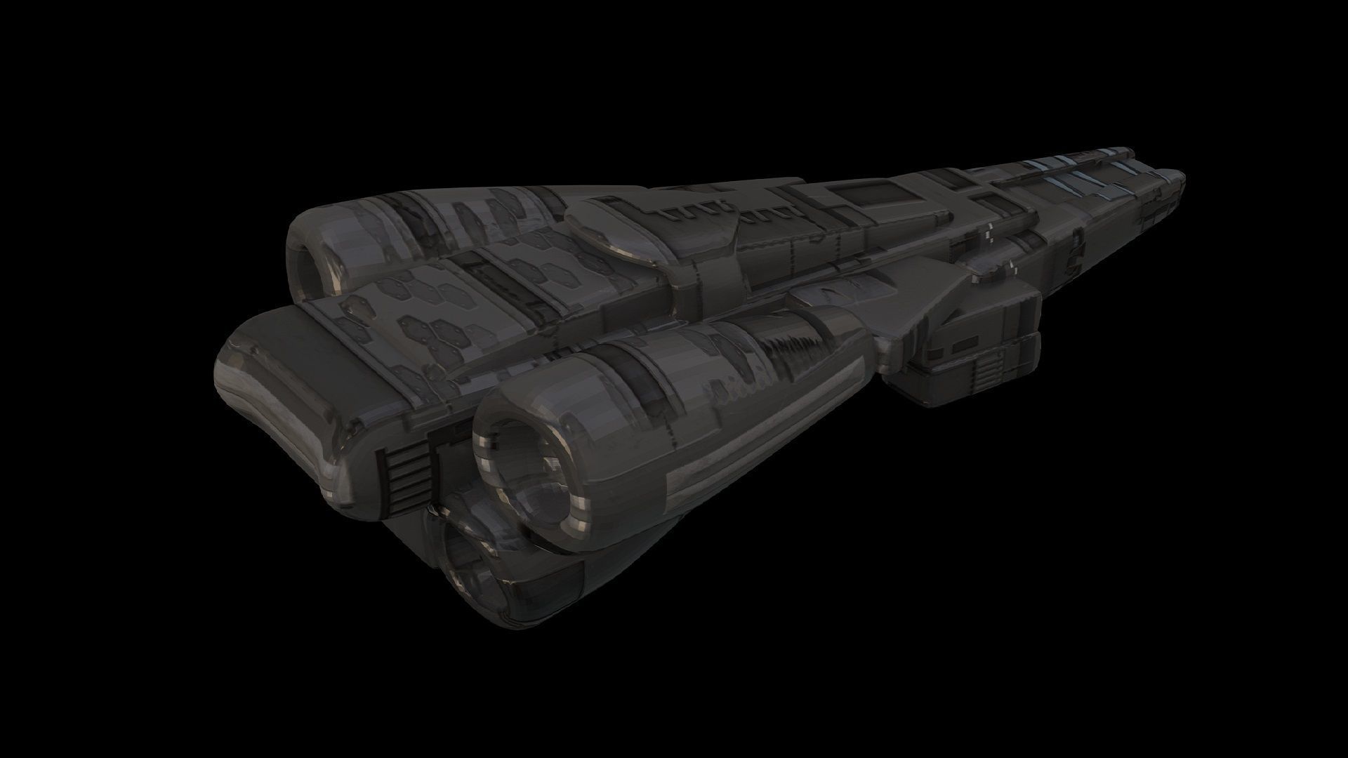 Starship Low-poly 3D model_4