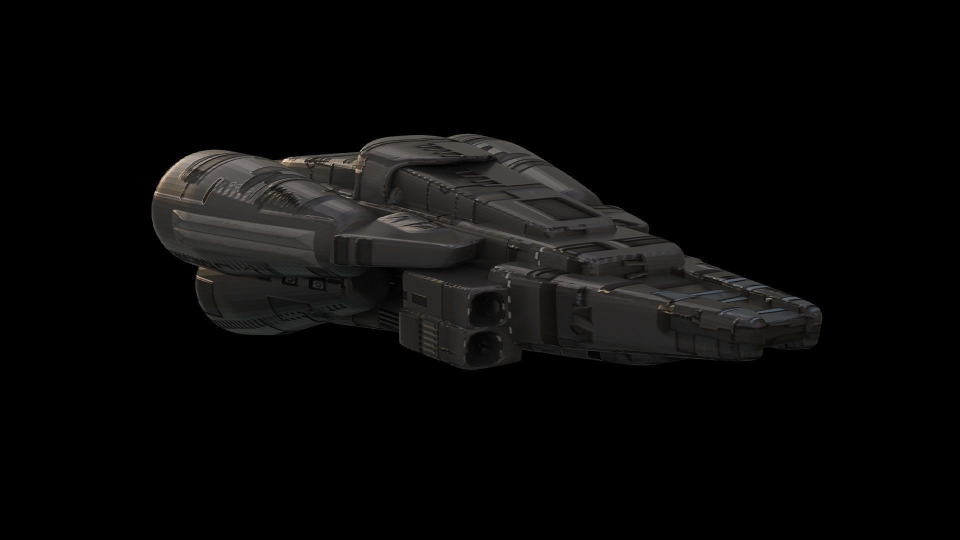 Starship Low-poly 3D model_3