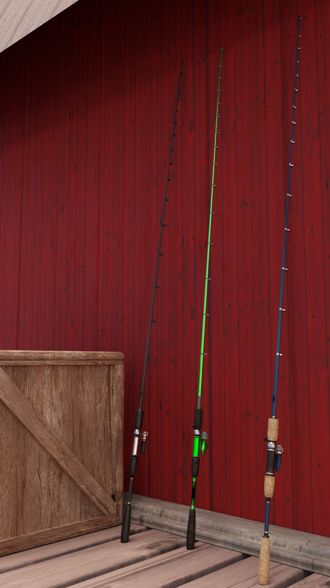 Animated Fishing Rods Low-poly 3D model_12