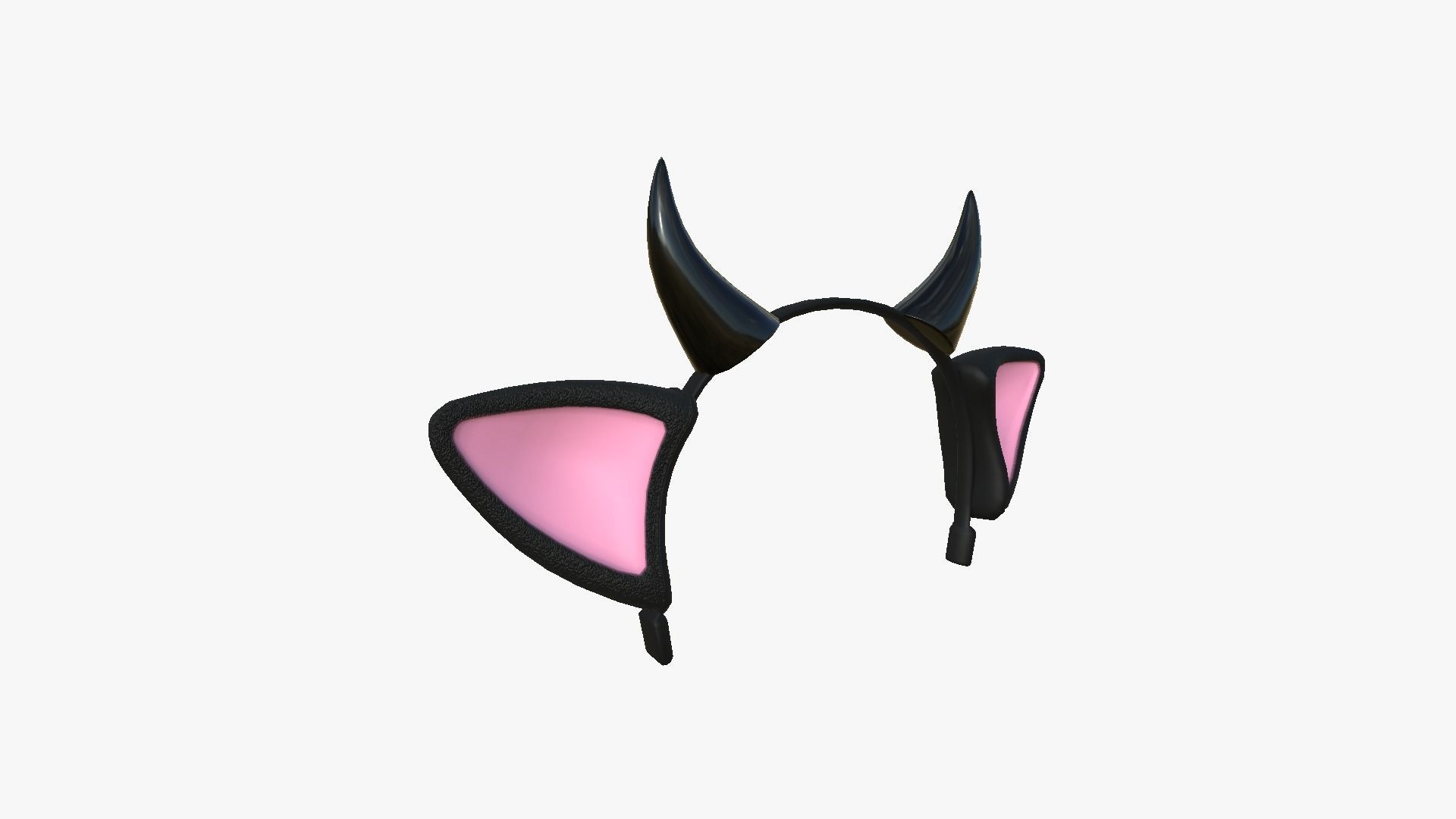 Furry Ears Tiara J01 Black - Headband Character Design Low-poly 3D model_1