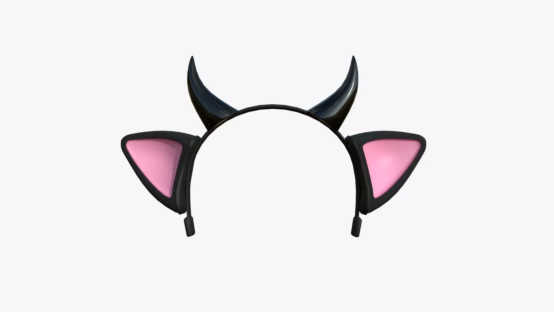 Furry Ears Tiara J01 Black - Headband Character Design Low-poly 3D model_0
