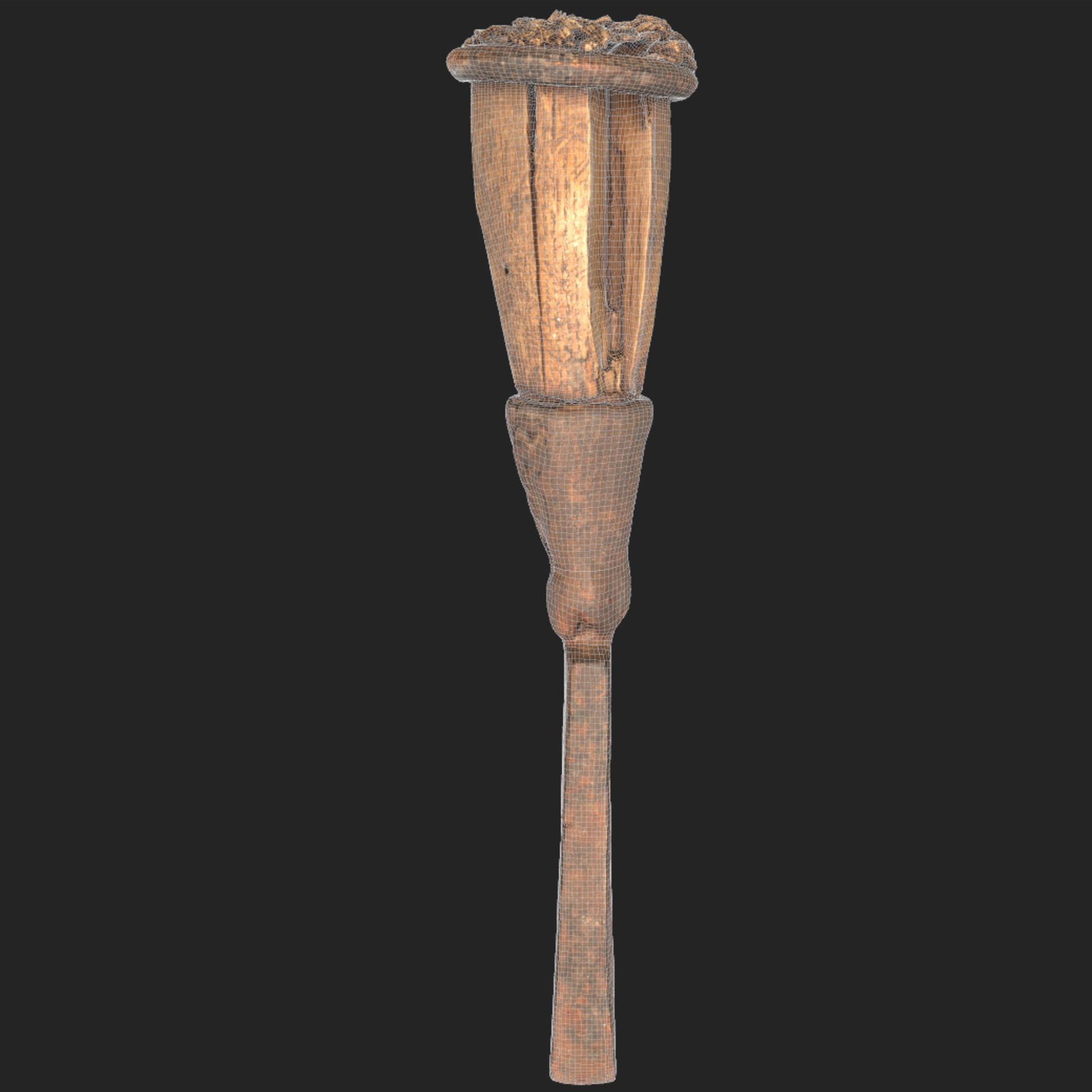 Chisel with wood handle Low-poly 3D model_7