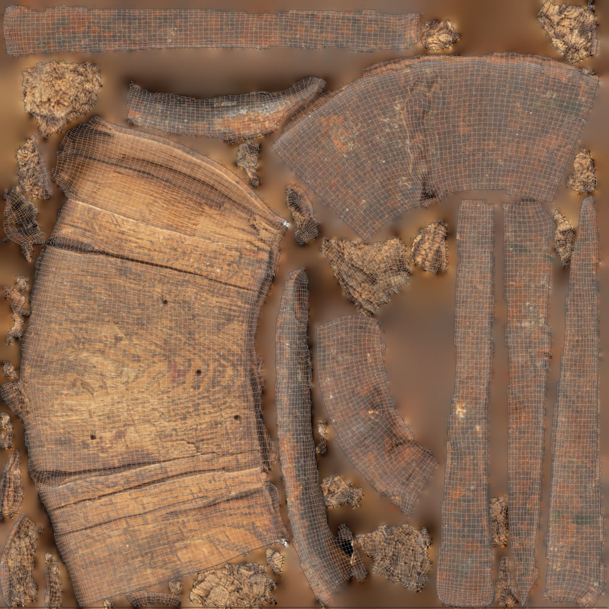 Chisel with wood handle Low-poly 3D model_8