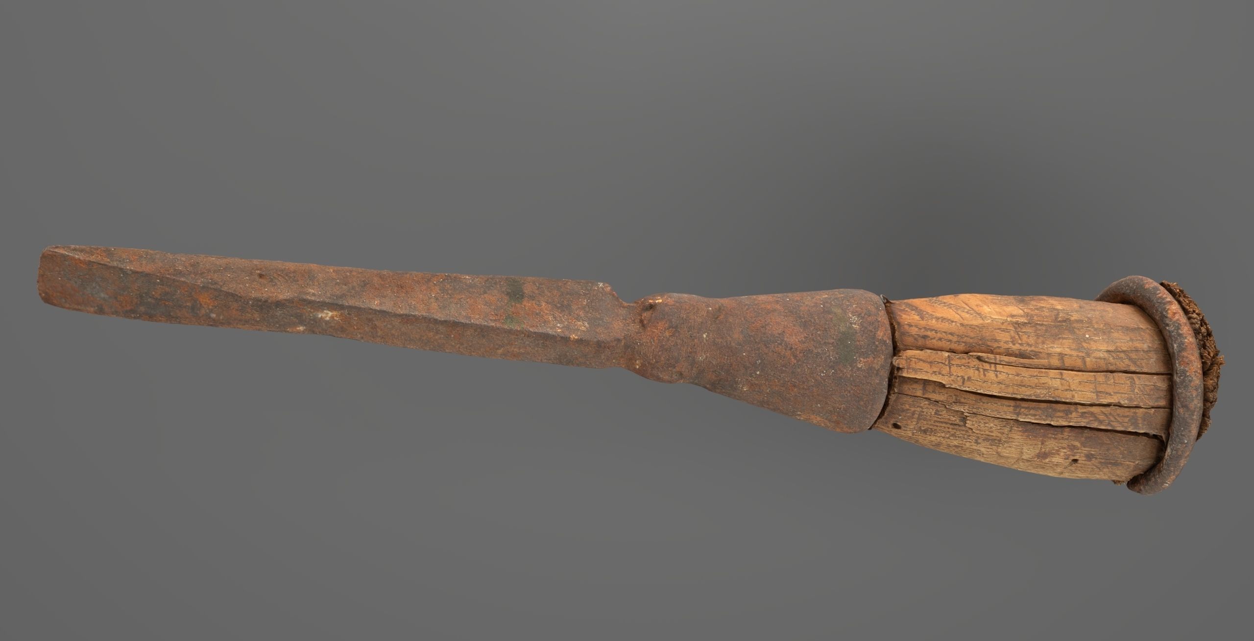 Chisel with wood handle Low-poly 3D model_4