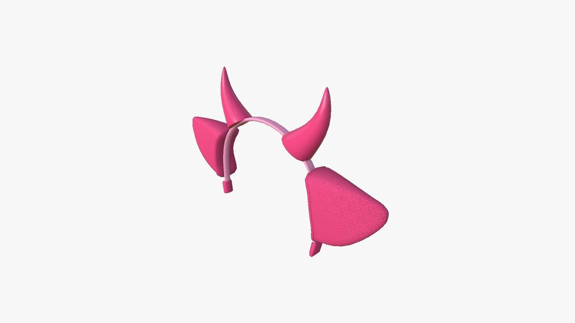 Furry Ears Tiara J02 Pink - Headband Character Design Low-poly 3D model_2