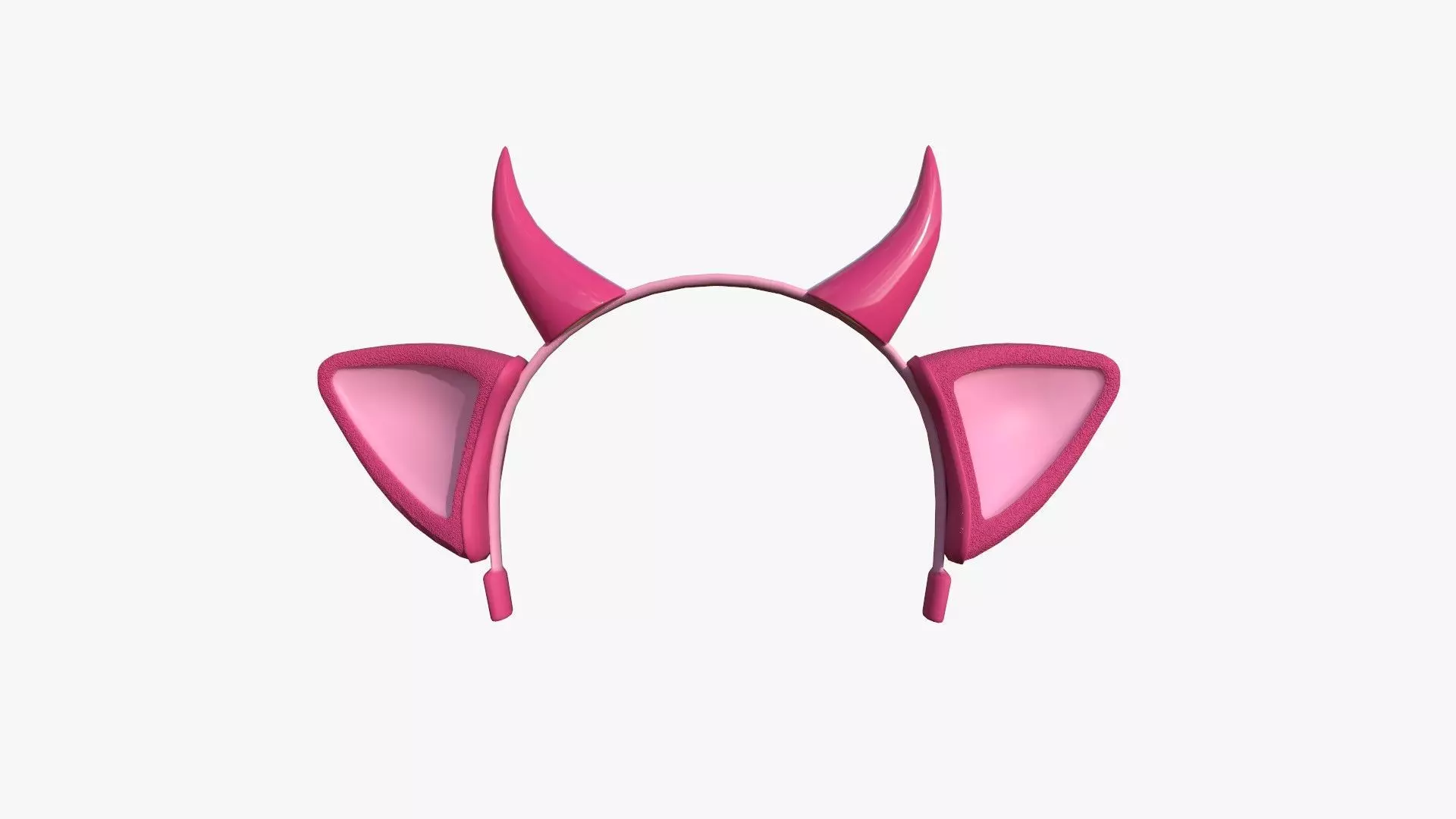 Furry Ears Tiara J02 Pink - Headband Character Design Low-poly 3D model_0
