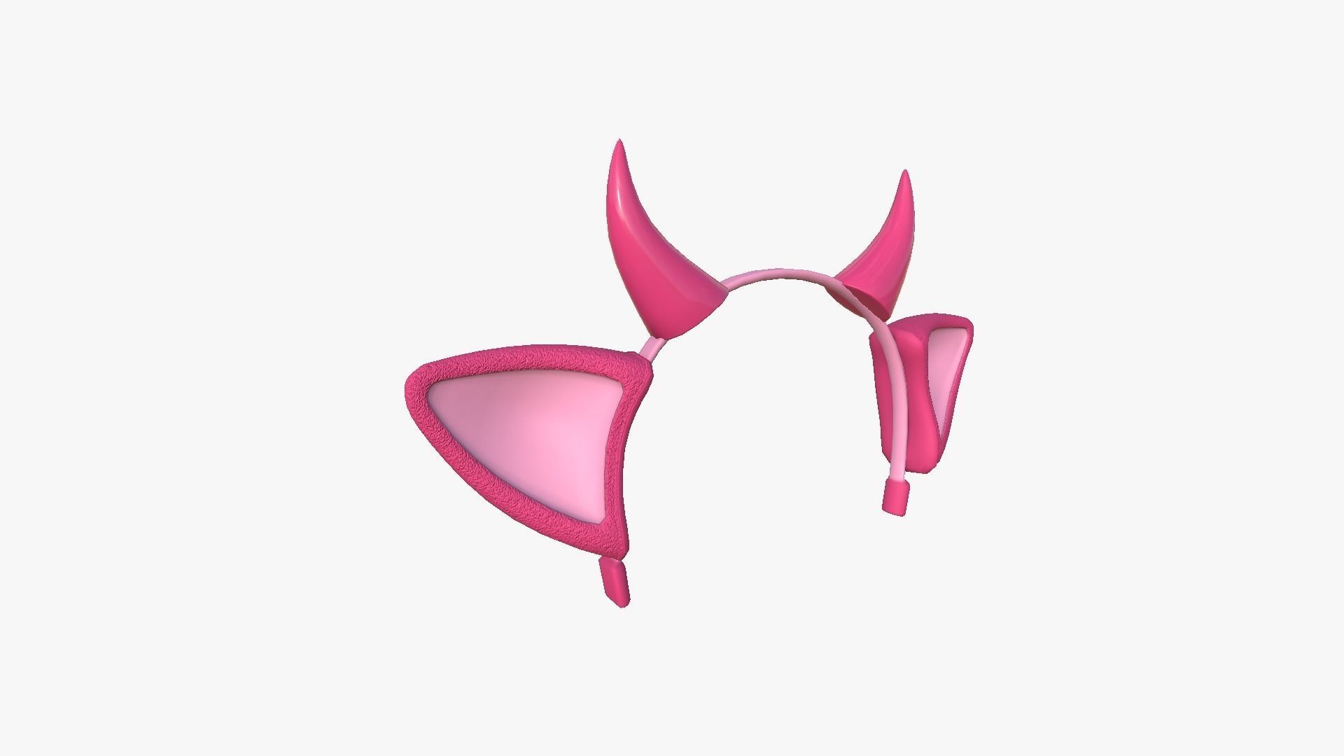 Furry Ears Tiara J02 Pink - Headband Character Design Low-poly 3D model_1