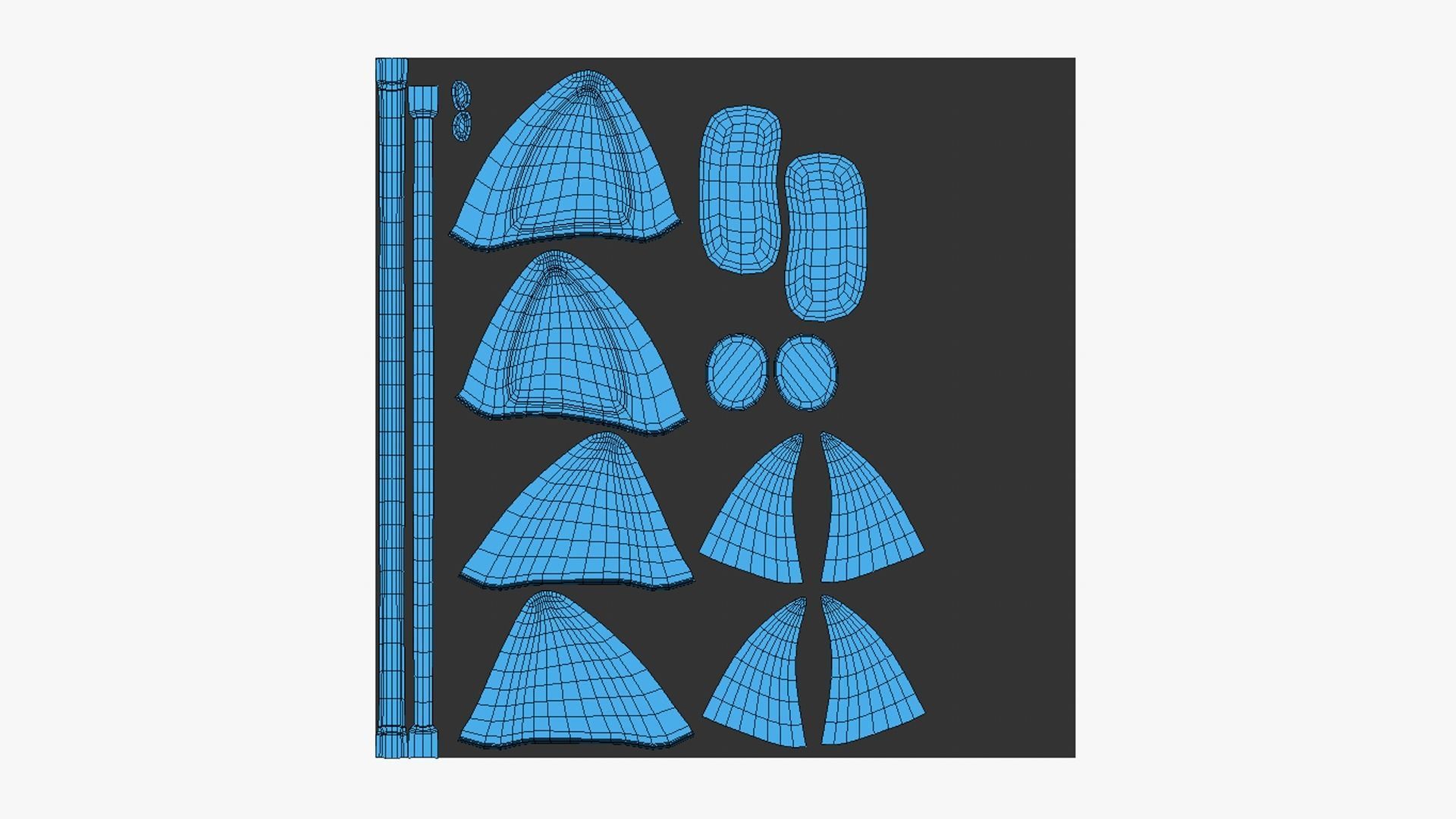 Furry Ears Tiara J03 Blue - Headband Character Design Low-poly 3D model_12