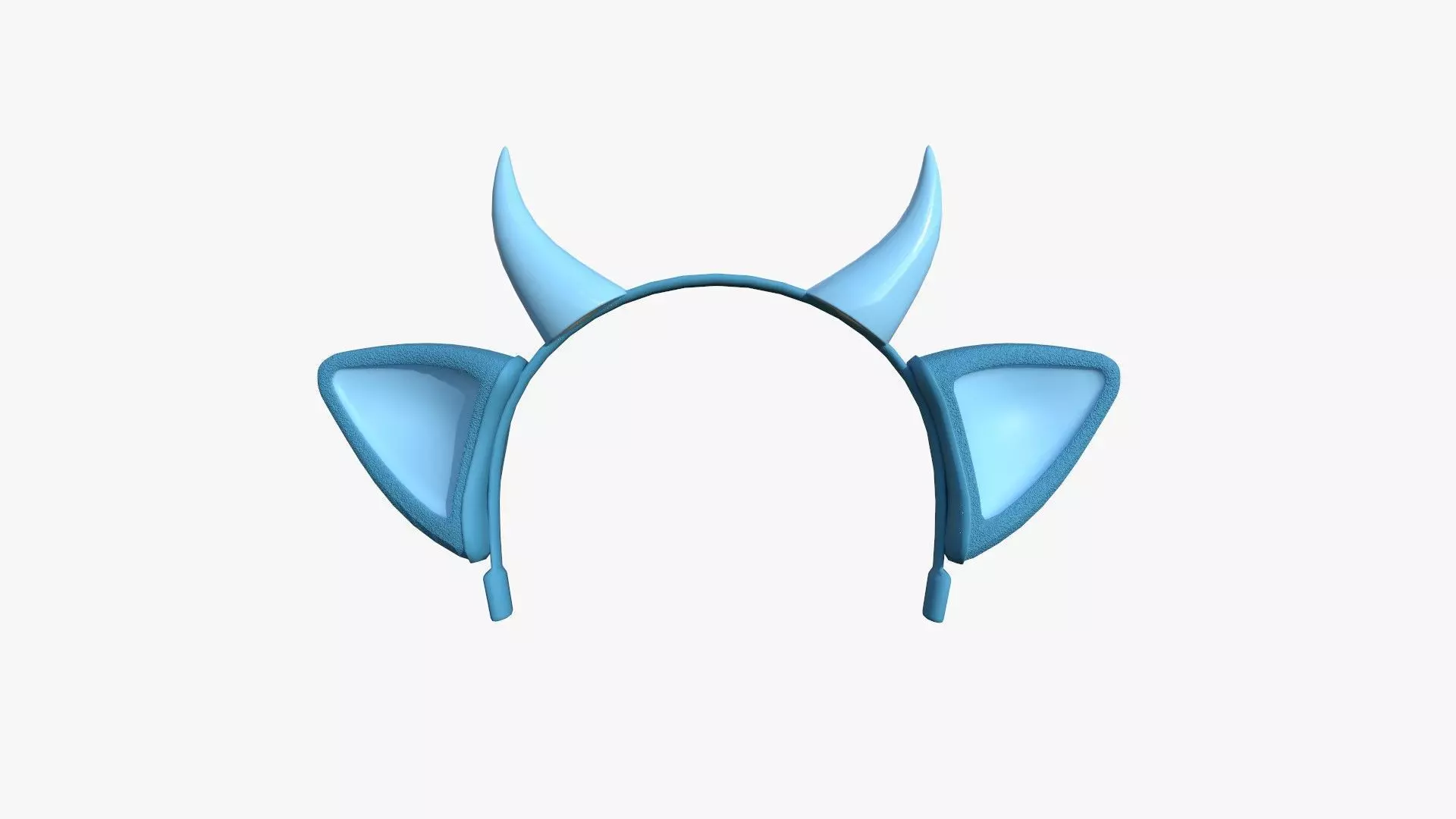 Furry Ears Tiara J03 Blue - Headband Character Design Low-poly 3D model_0