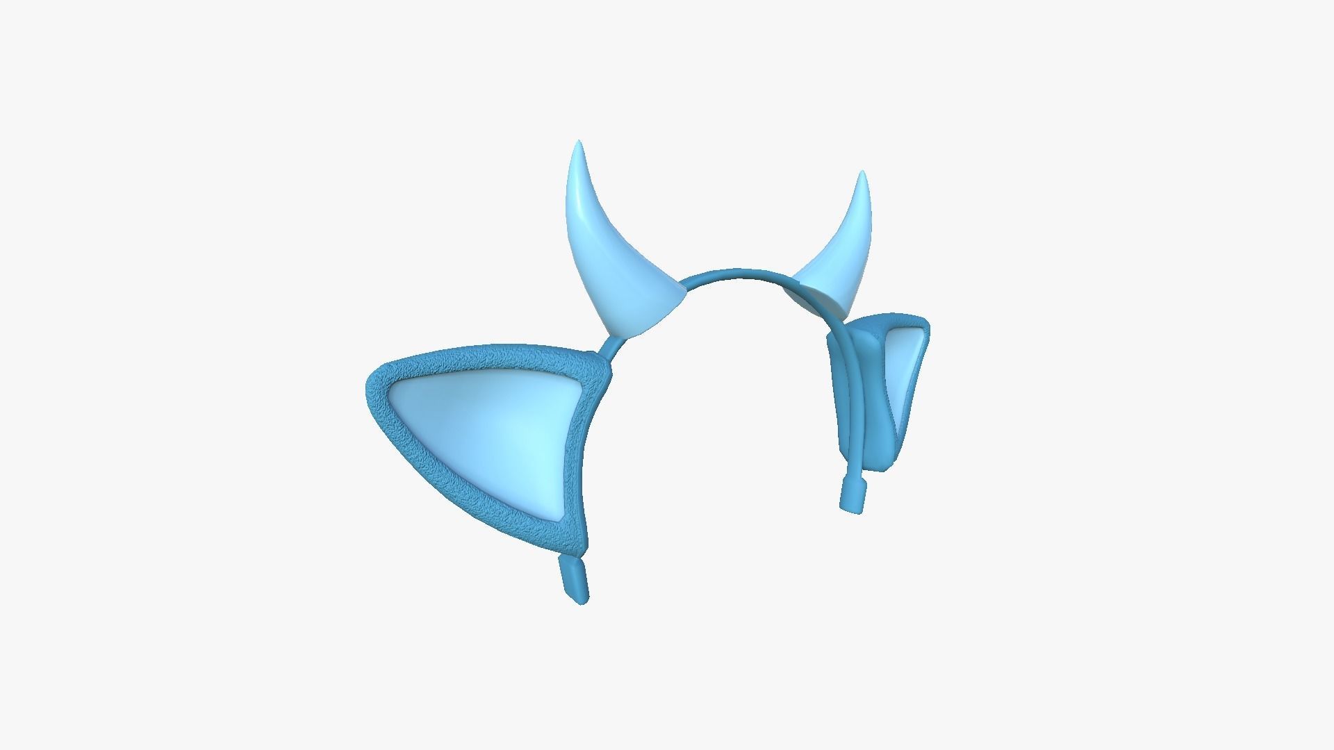 Furry Ears Tiara J03 Blue - Headband Character Design Low-poly 3D model_1