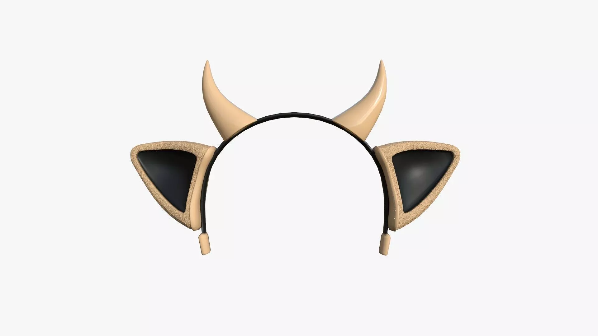 Furry Ears Tiara J04 Beige - Headband Character Design Low-poly 3D model_0
