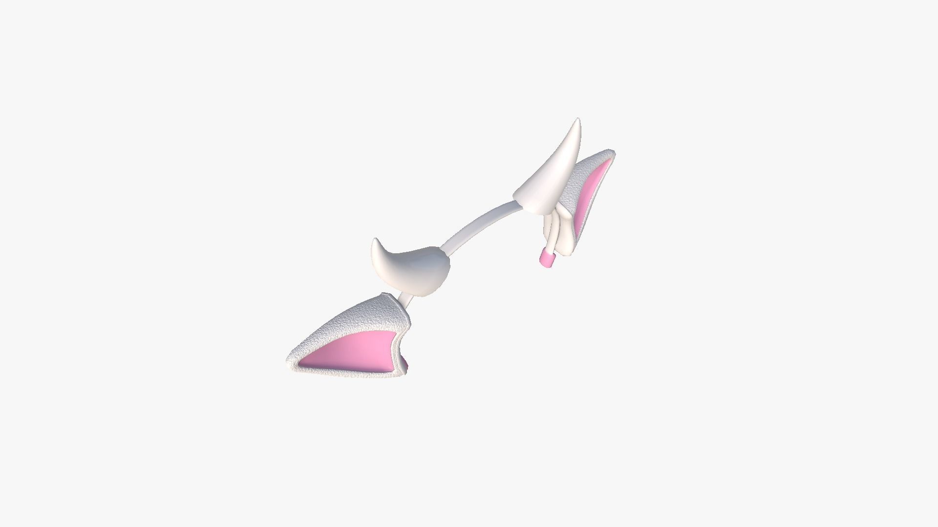 Furry Ears Tiara J06 White - Headband Character Design Low-poly 3D model_3