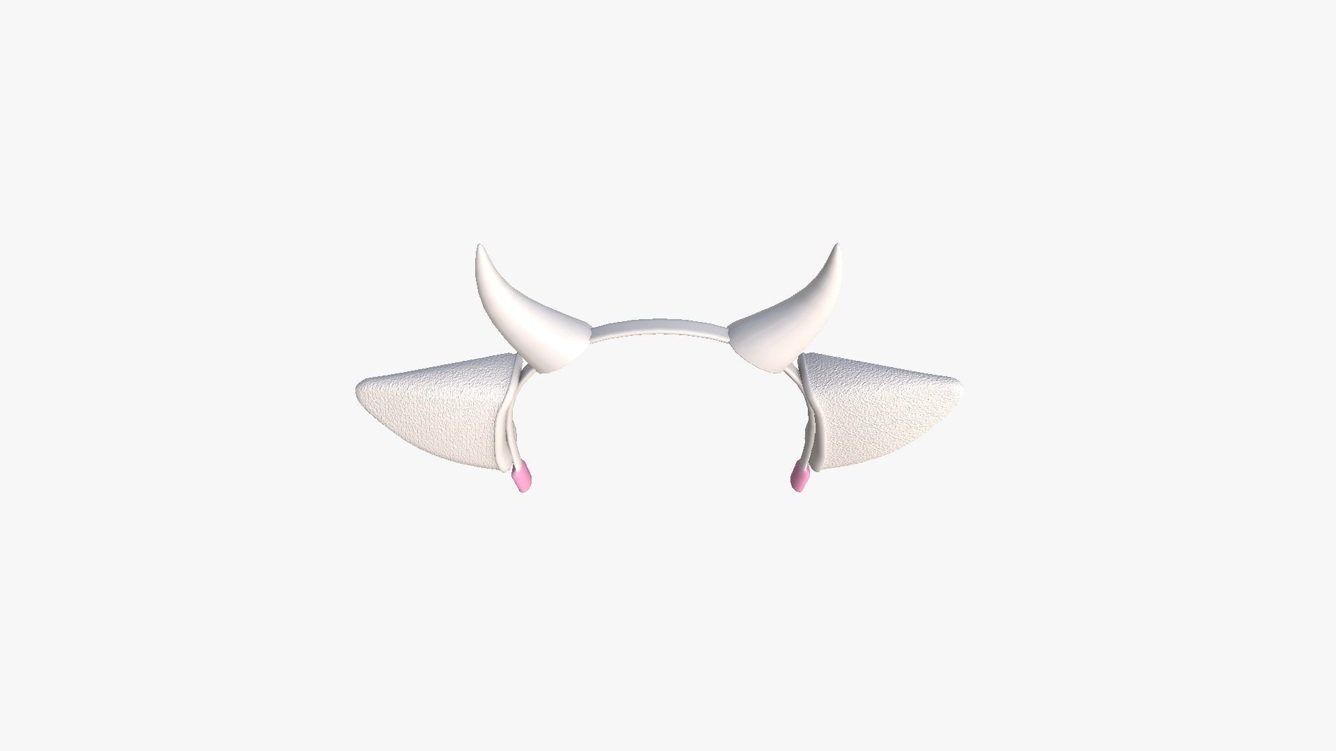 Furry Ears Tiara J06 White - Headband Character Design Low-poly 3D model_4