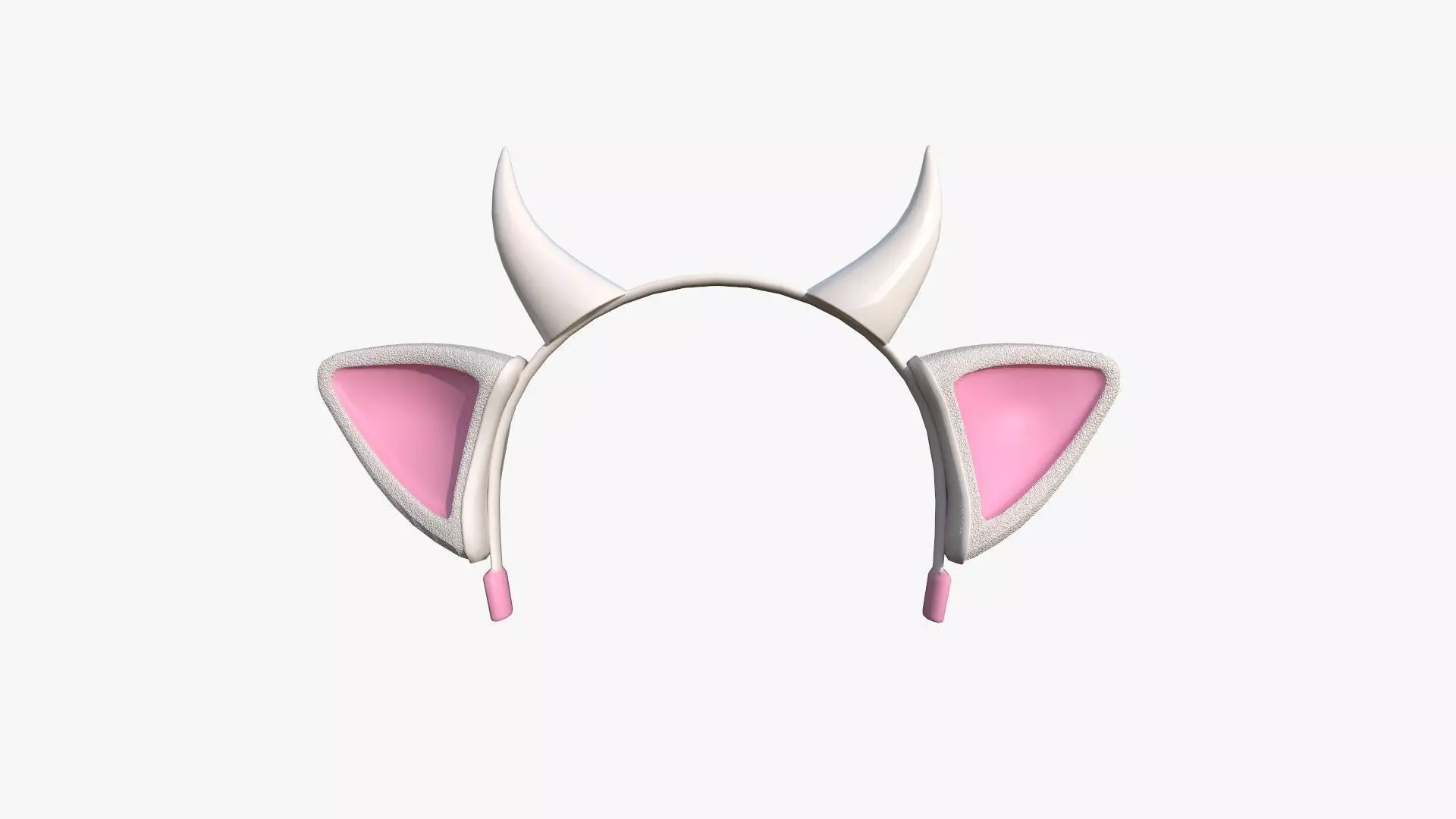 Furry Ears Tiara J06 White - Headband Character Design Low-poly 3D model_0
