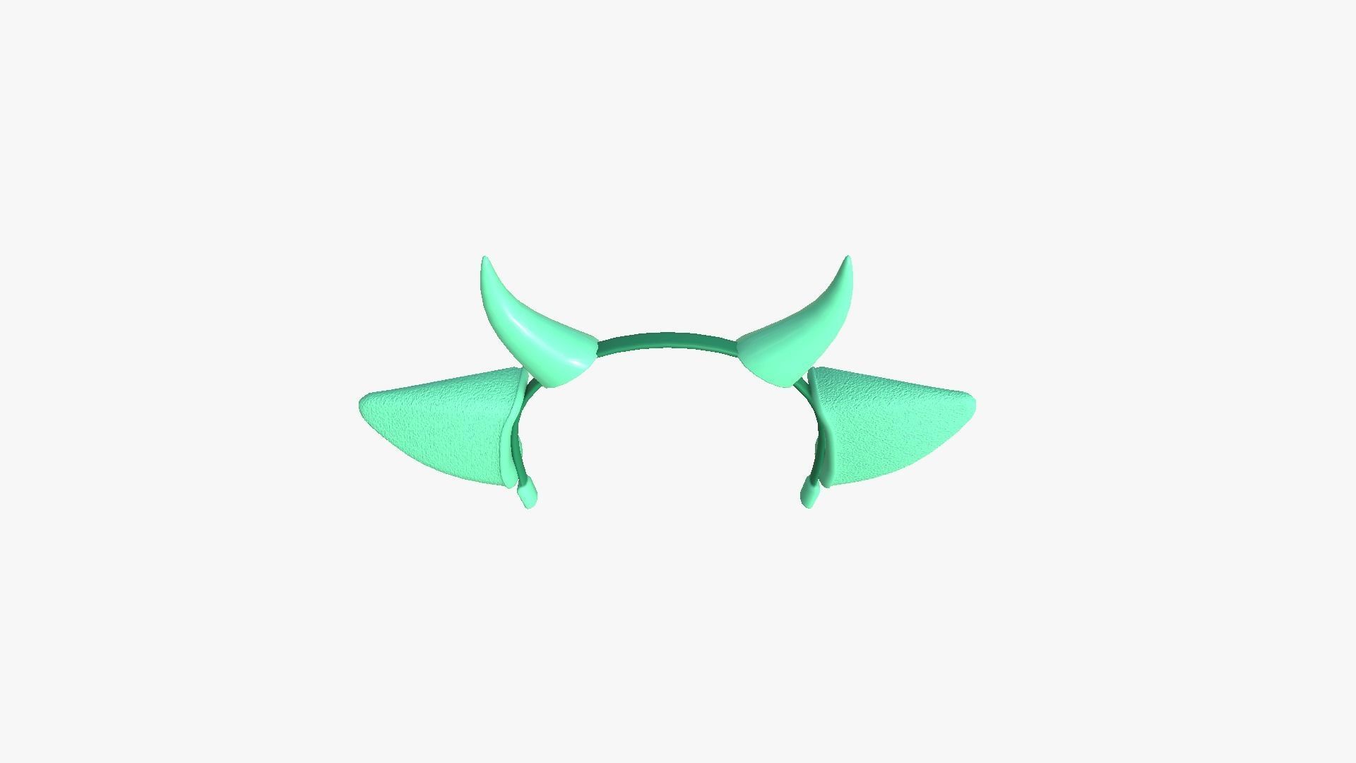 Furry Ears Tiara J07 Green - Headband Character Design Low-poly 3D model_4