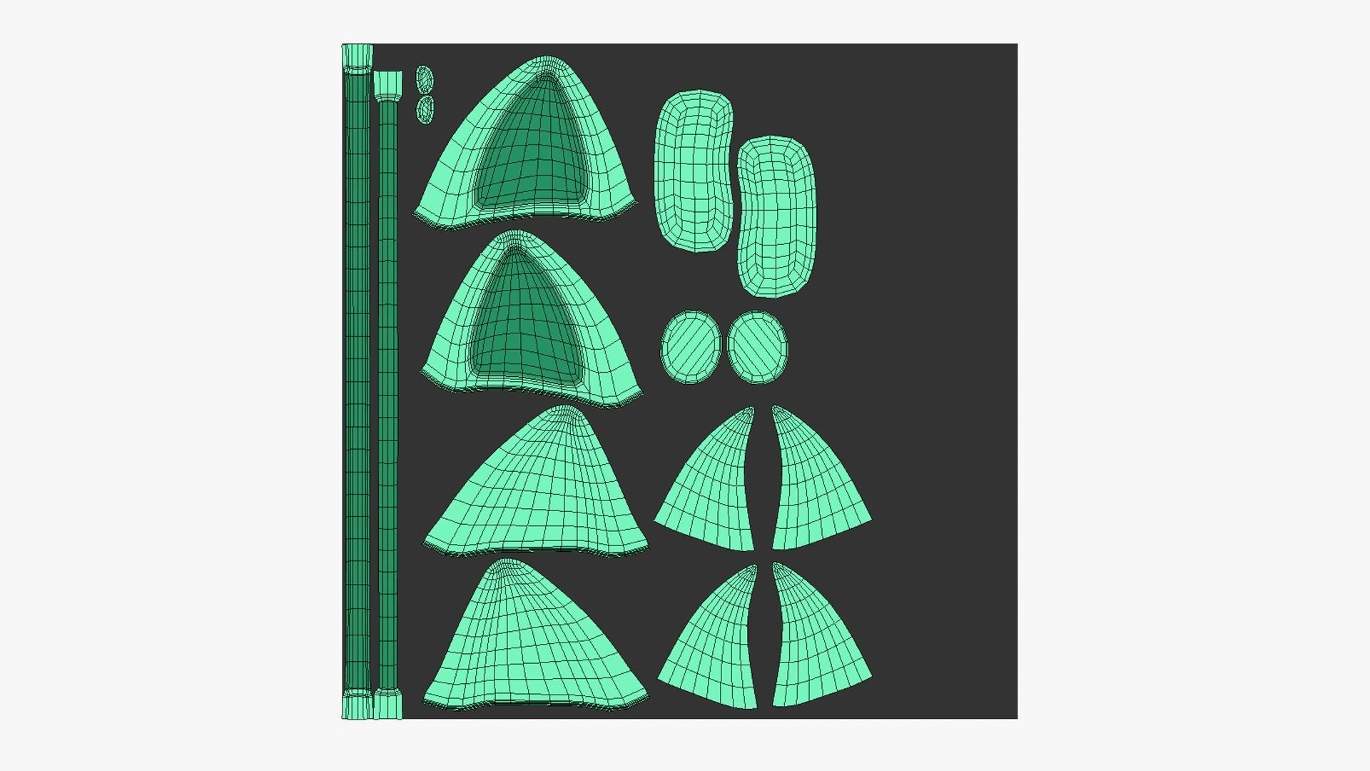 Furry Ears Tiara J07 Green - Headband Character Design Low-poly 3D model_5