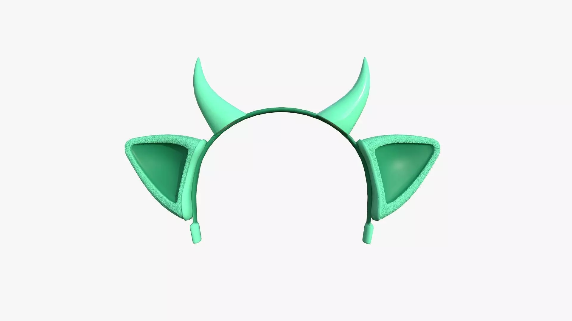 Furry Ears Tiara J07 Green - Headband Character Design Low-poly 3D model_0