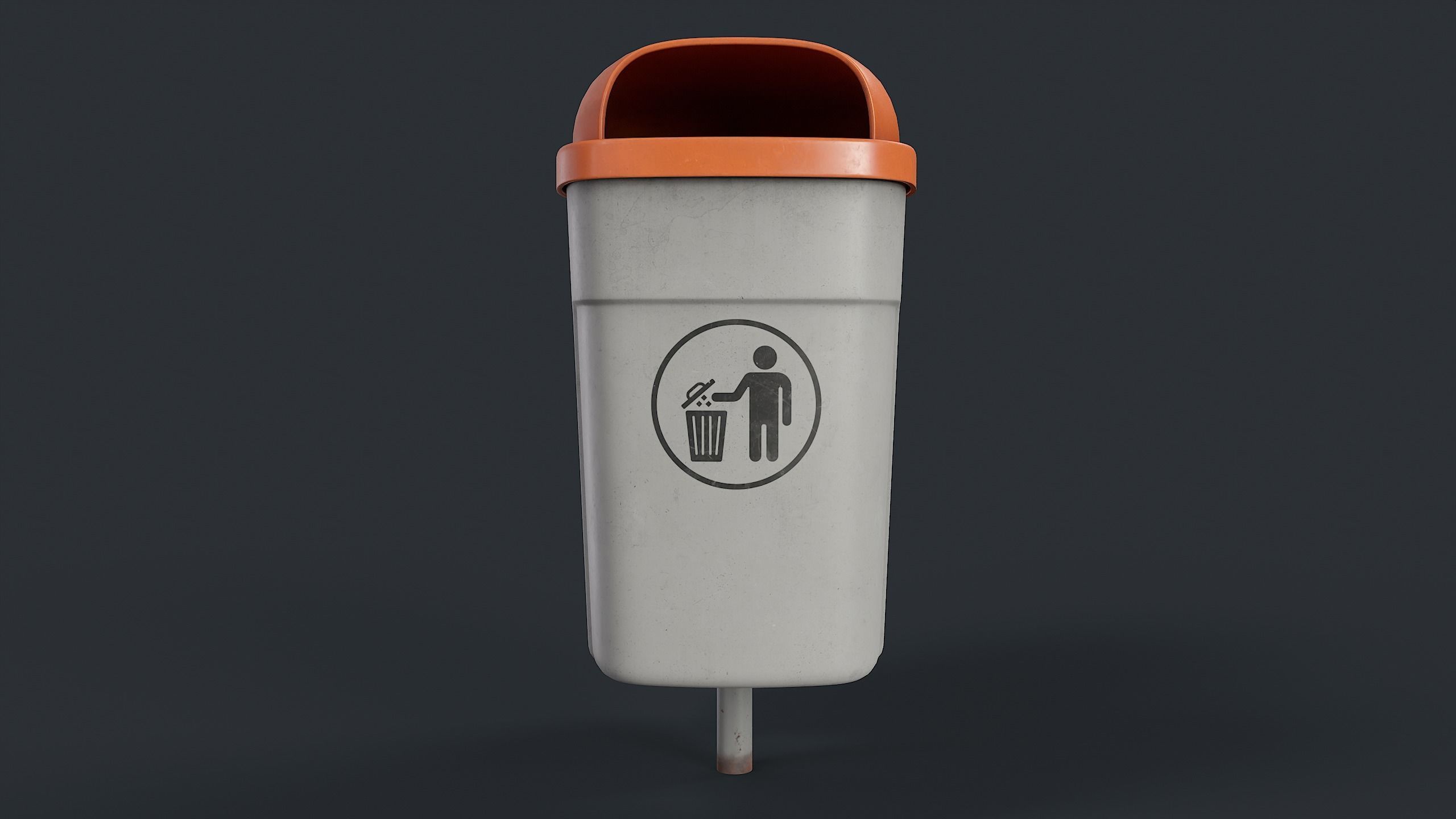 Street Trash Can 37 PBR Game Ready Low-poly 3D model_4