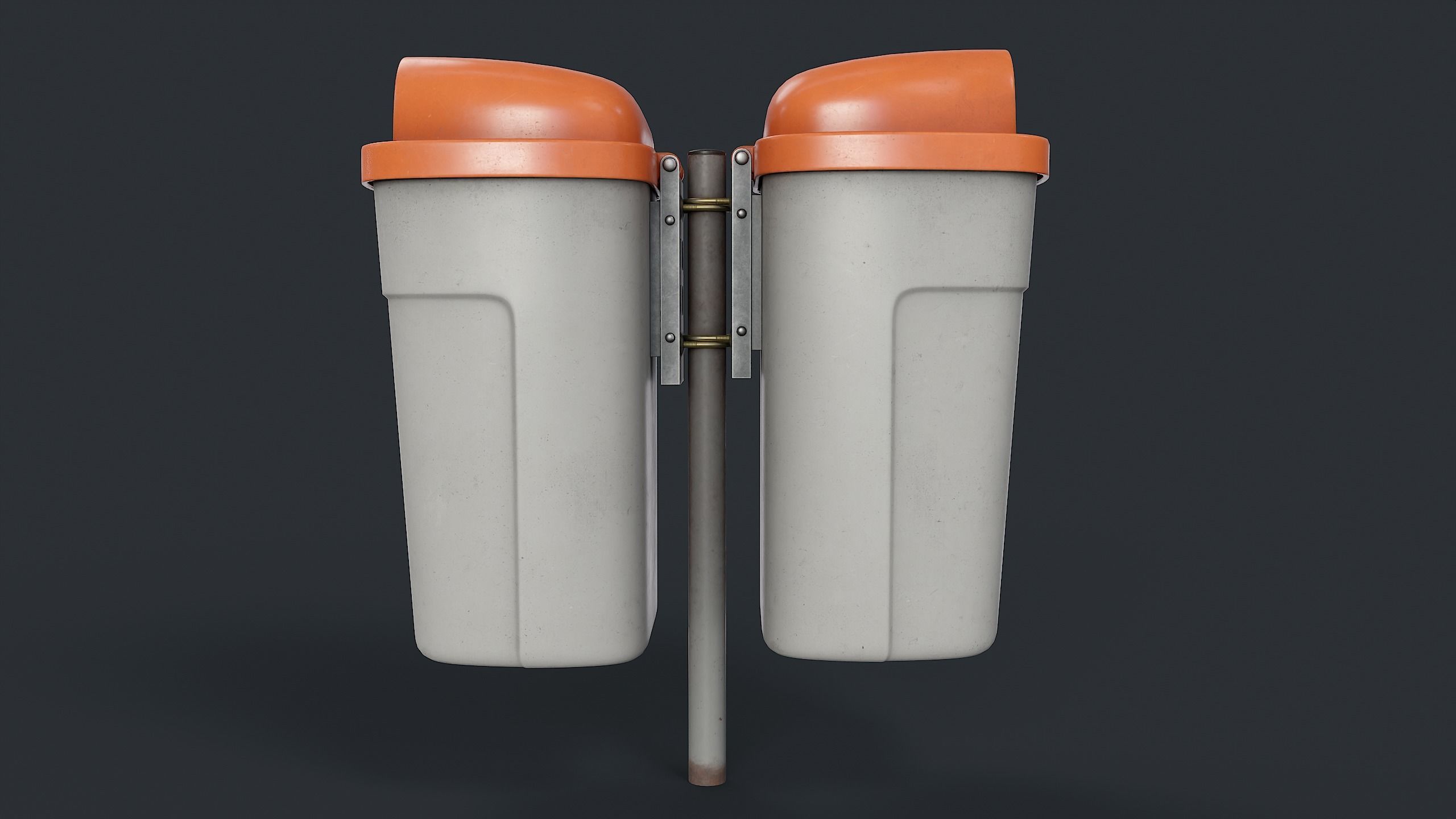 Street Trash Can 37 PBR Game Ready Low-poly 3D model_3