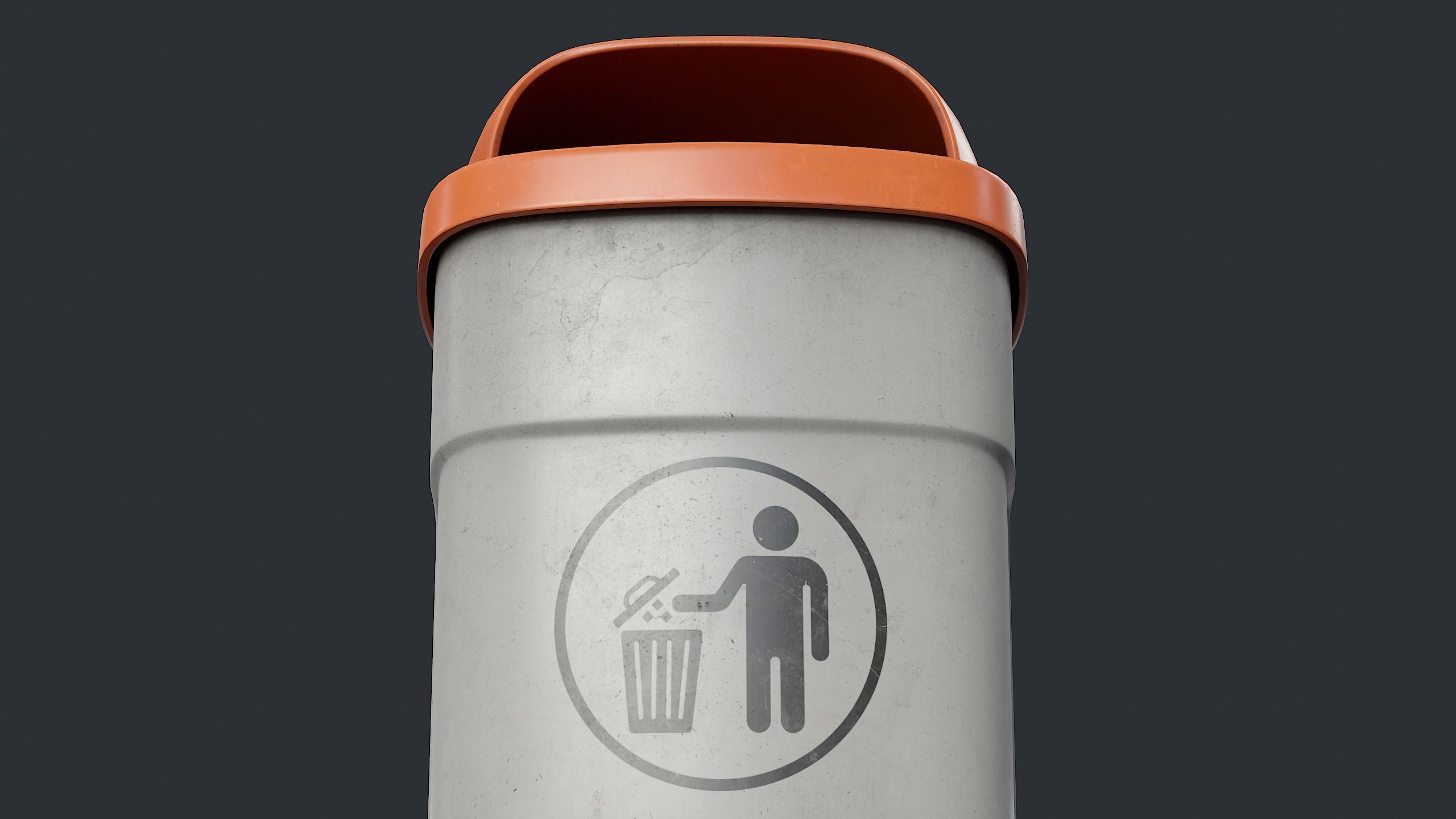 Street Trash Can 37 PBR Game Ready Low-poly 3D model_8