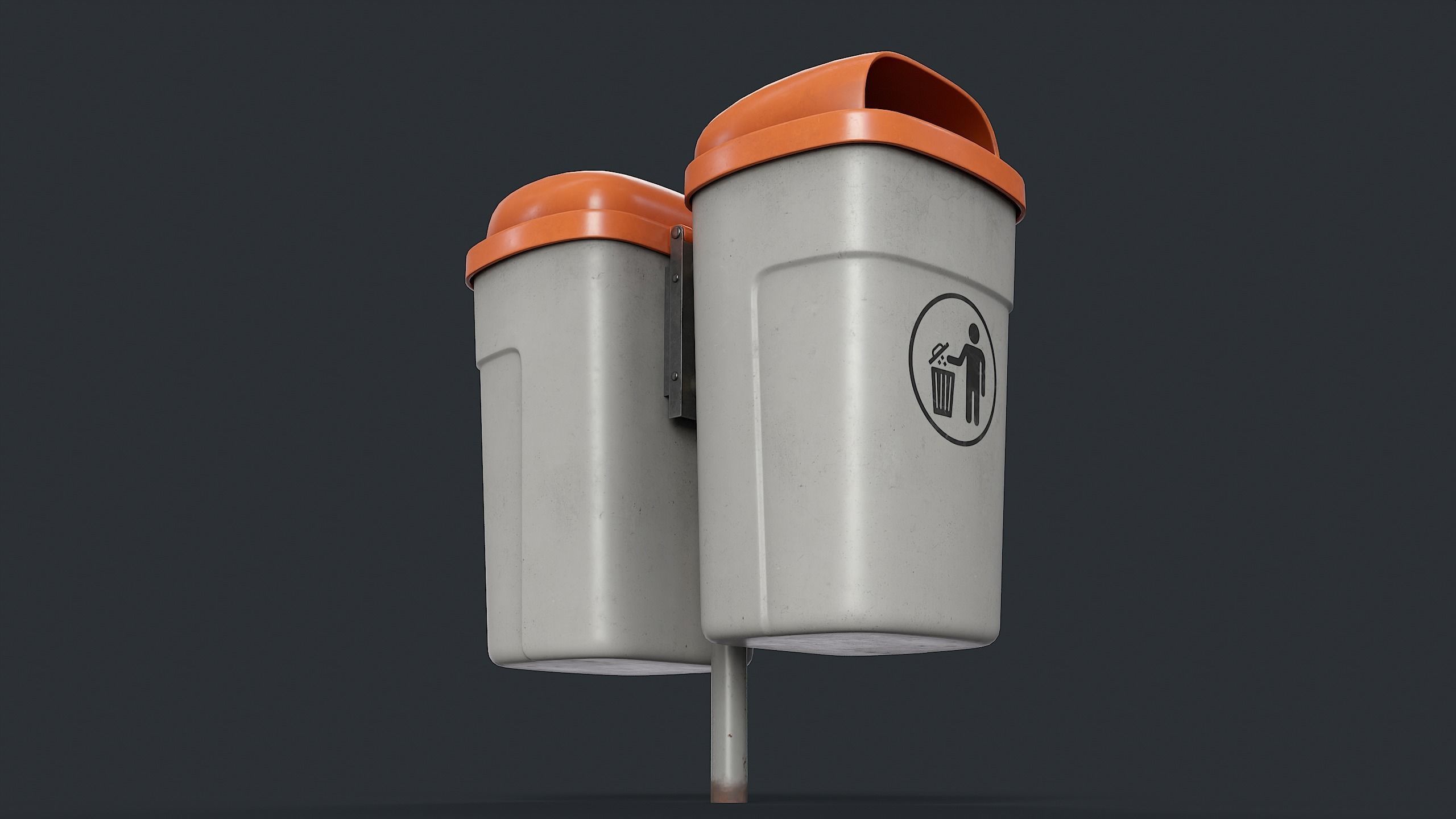 Street Trash Can 37 PBR Game Ready Low-poly 3D model_17