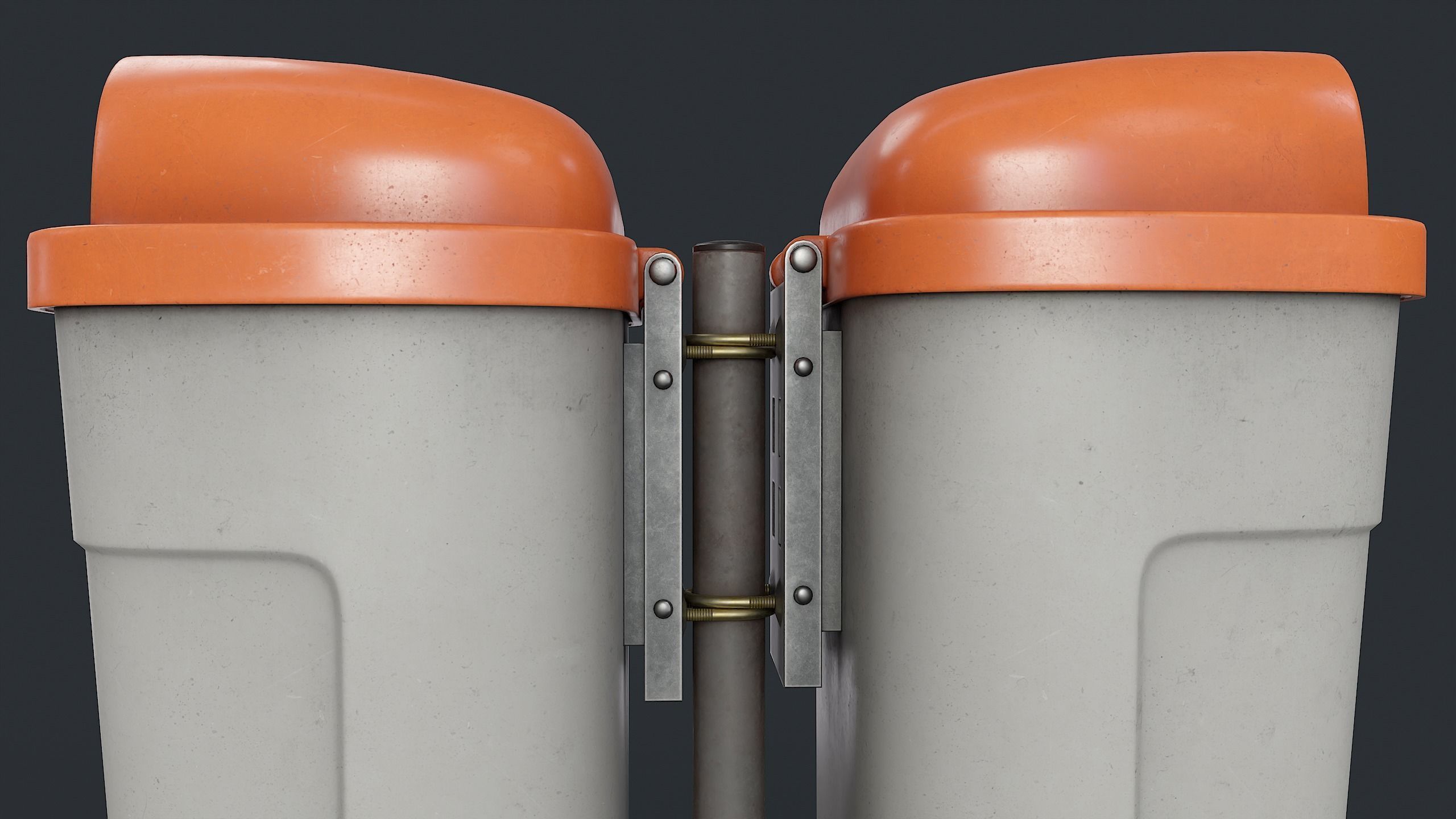 Street Trash Can 37 PBR Game Ready Low-poly 3D model_9