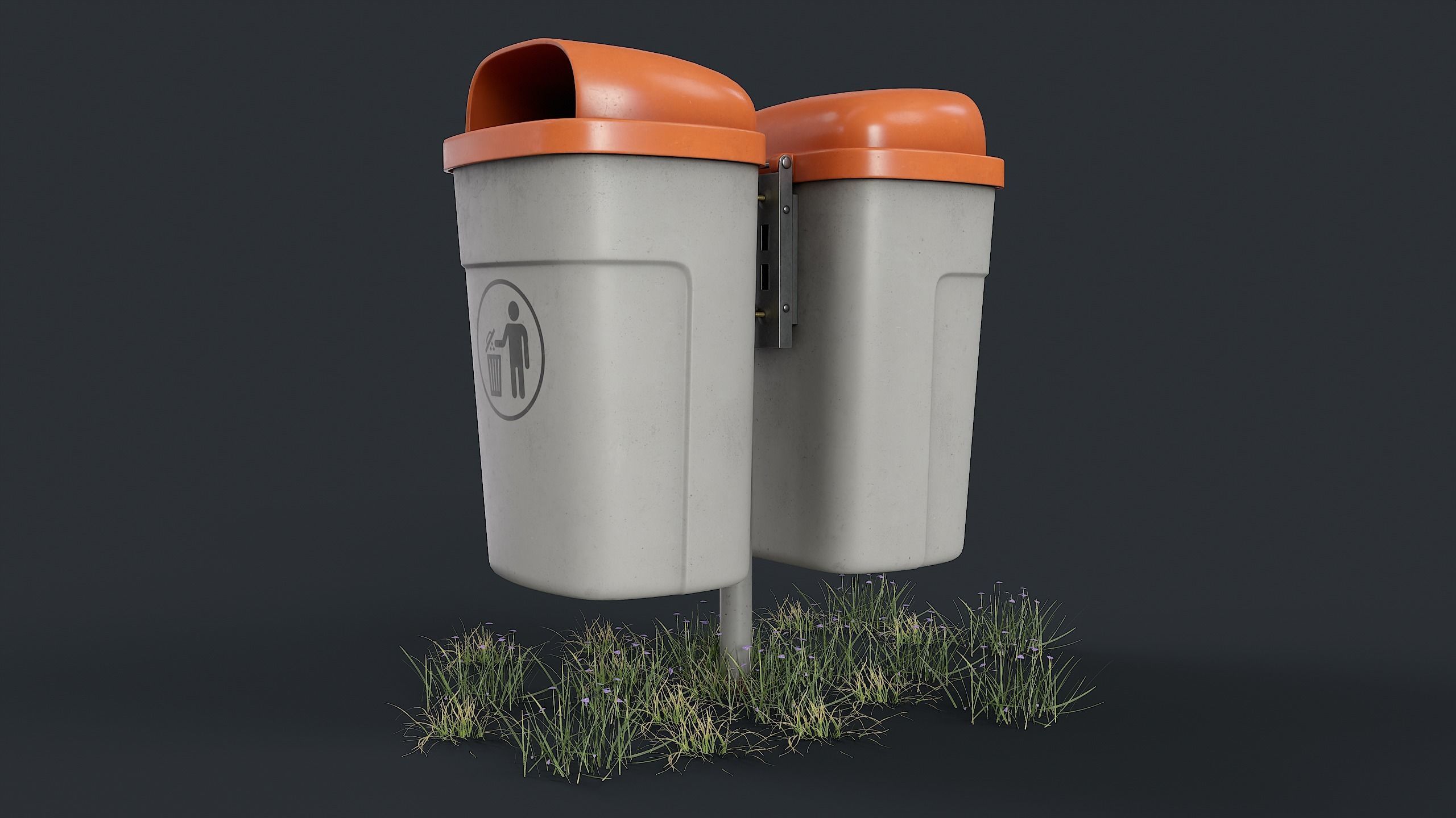 Street Trash Can 37 PBR Game Ready Low-poly 3D model_1