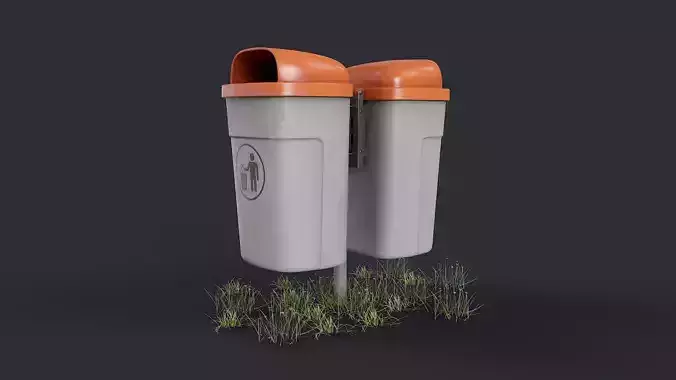 Street Trash Can 37 PBR Game Ready Low-poly 3D model