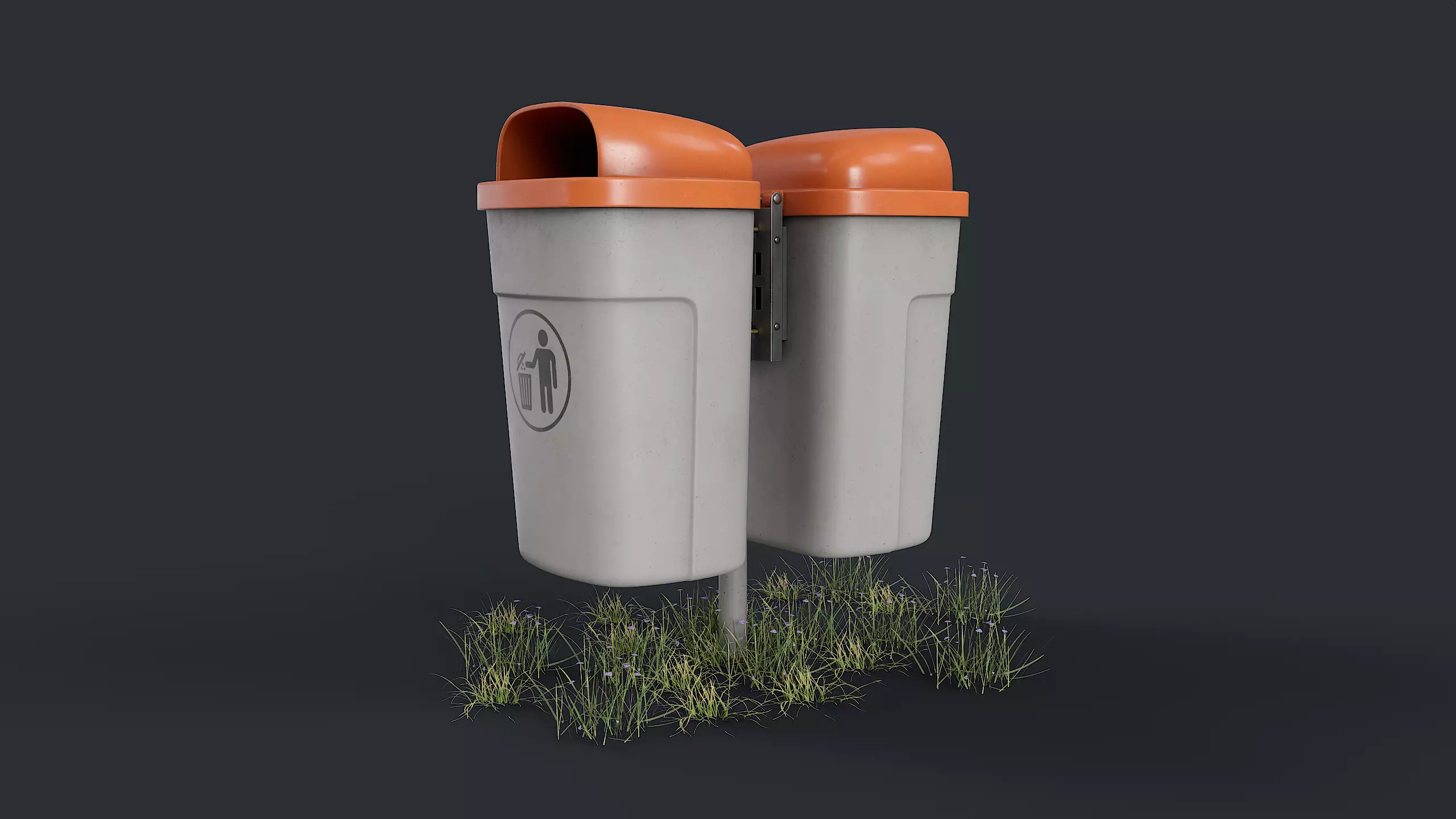Street Trash Can 37 PBR Game Ready Low-poly 3D model_0