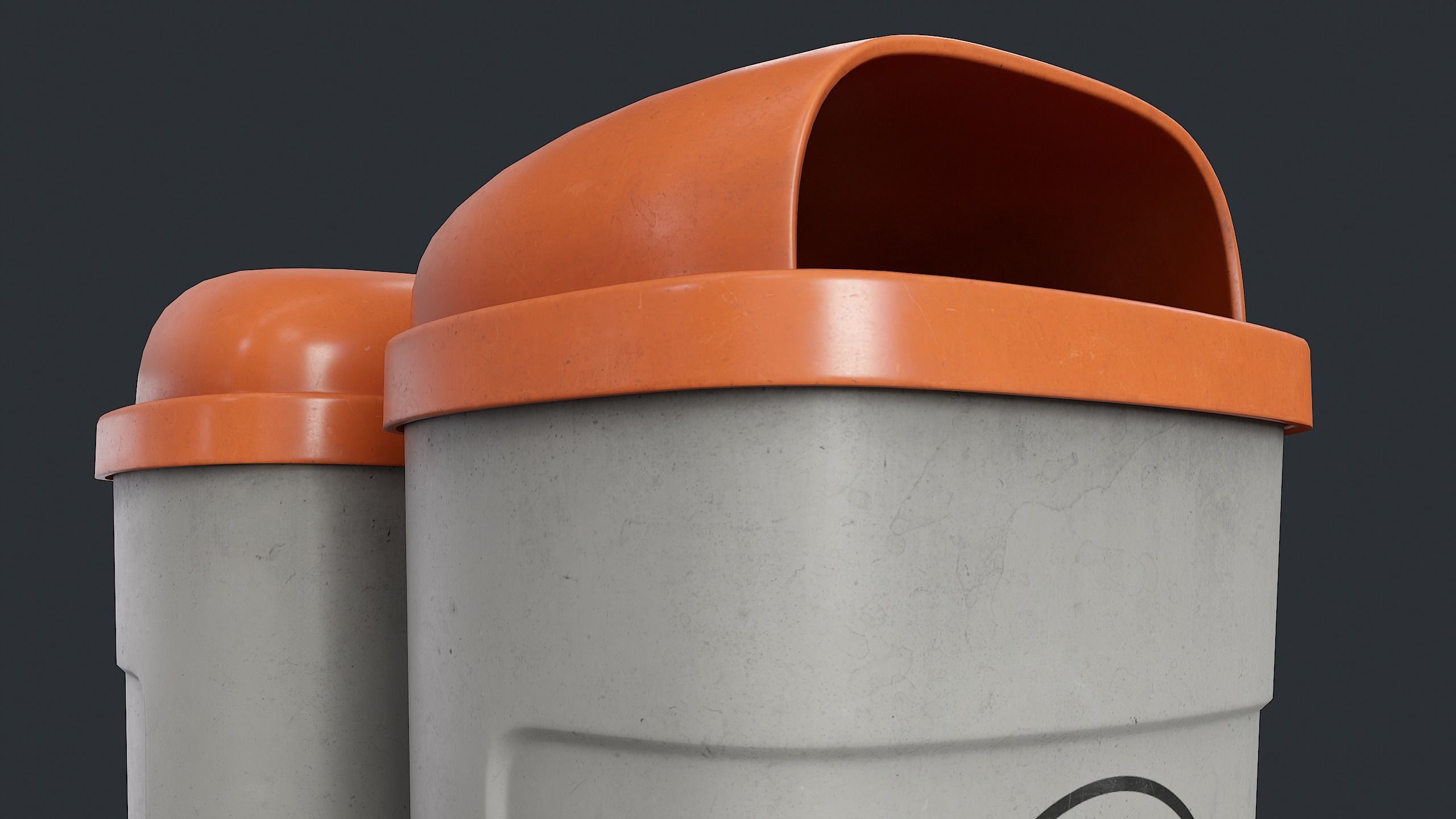 Street Trash Can 37 PBR Game Ready Low-poly 3D model_7