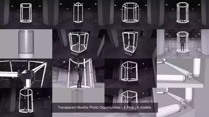 Transparent Booths Photo Opportunities - 4 Pack 3D Model Collection