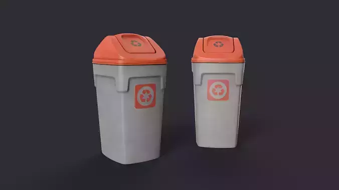 Street Trash Can 38 PBR Game Ready Low-poly 3D model