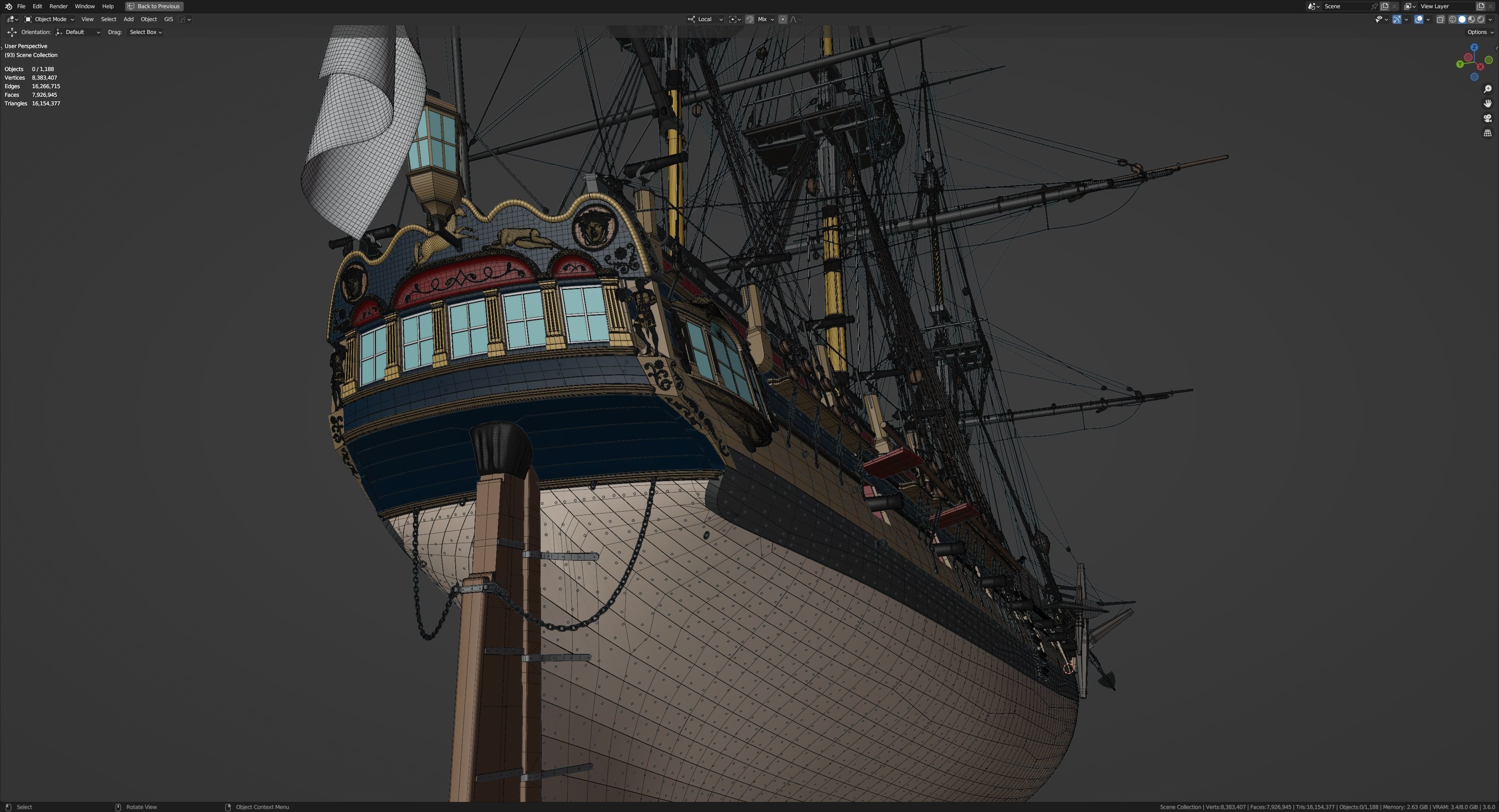 HMS Pegasus - Swan Class Sail Ship 3D model_33