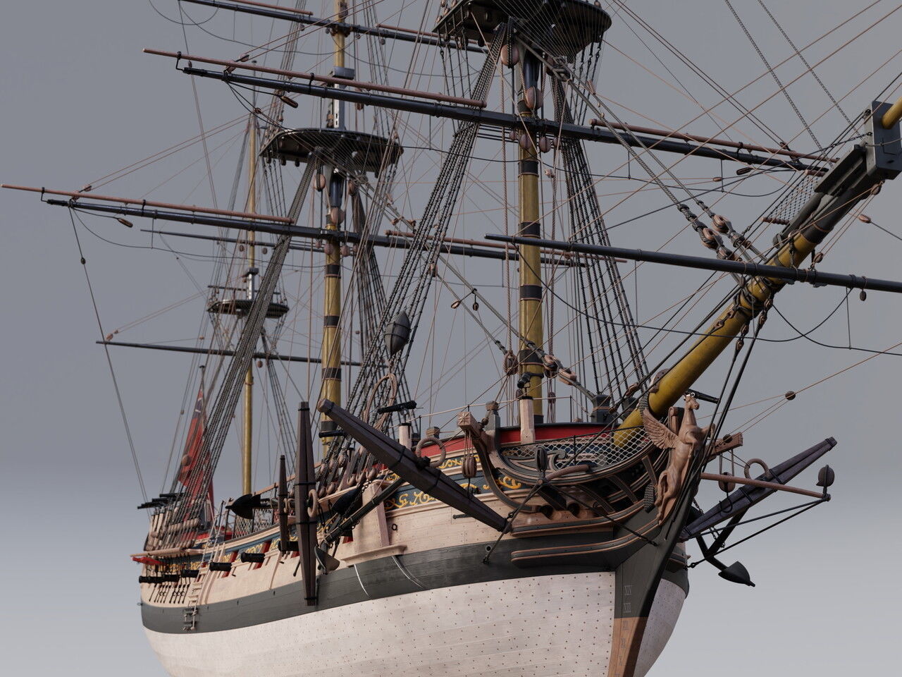 HMS Pegasus - Swan Class Sail Ship 3D model_23