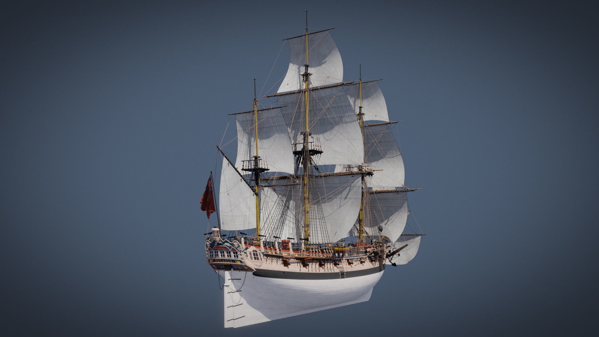 HMS Pegasus - Swan Class Sail Ship 3D model_4