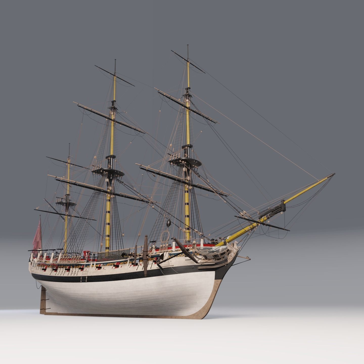 HMS Pegasus - Swan Class Sail Ship 3D model_5
