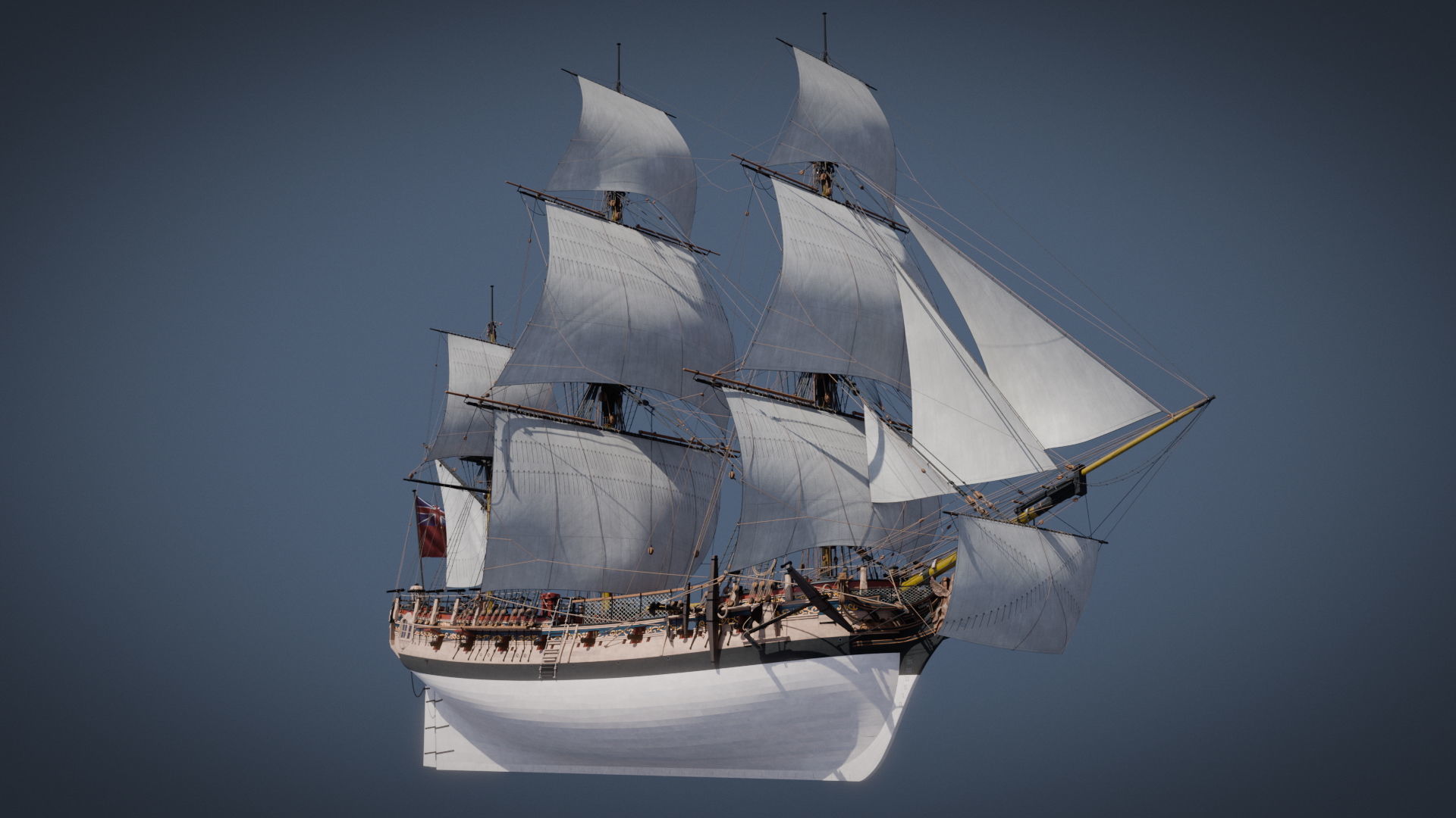 HMS Pegasus - Swan Class Sail Ship 3D model_0