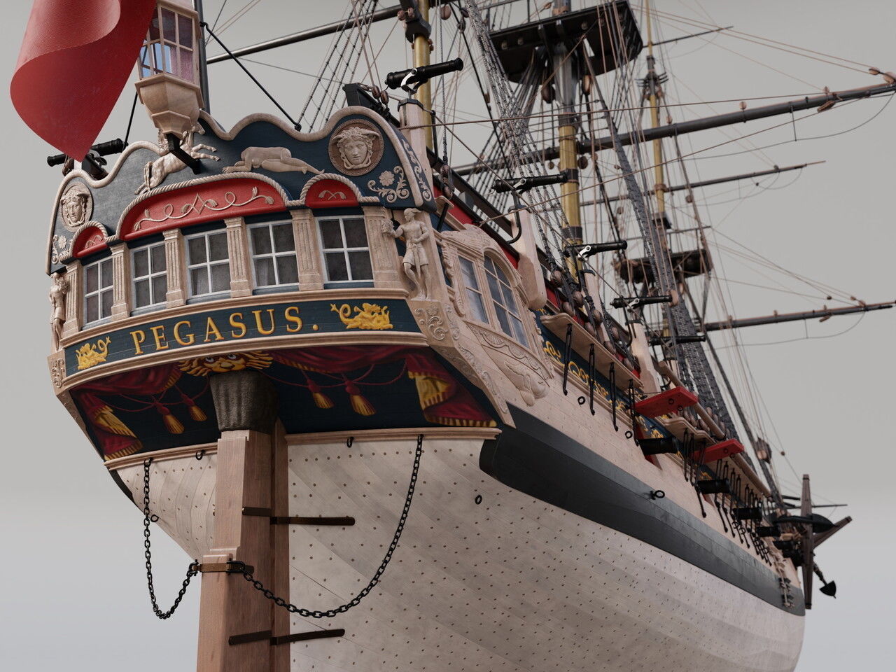 HMS Pegasus - Swan Class Sail Ship 3D model_26