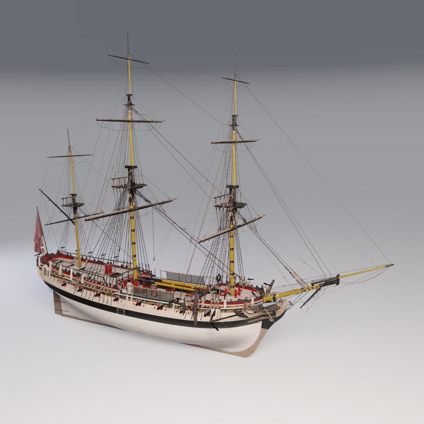 HMS Pegasus - Swan Class Sail Ship 3D model_6