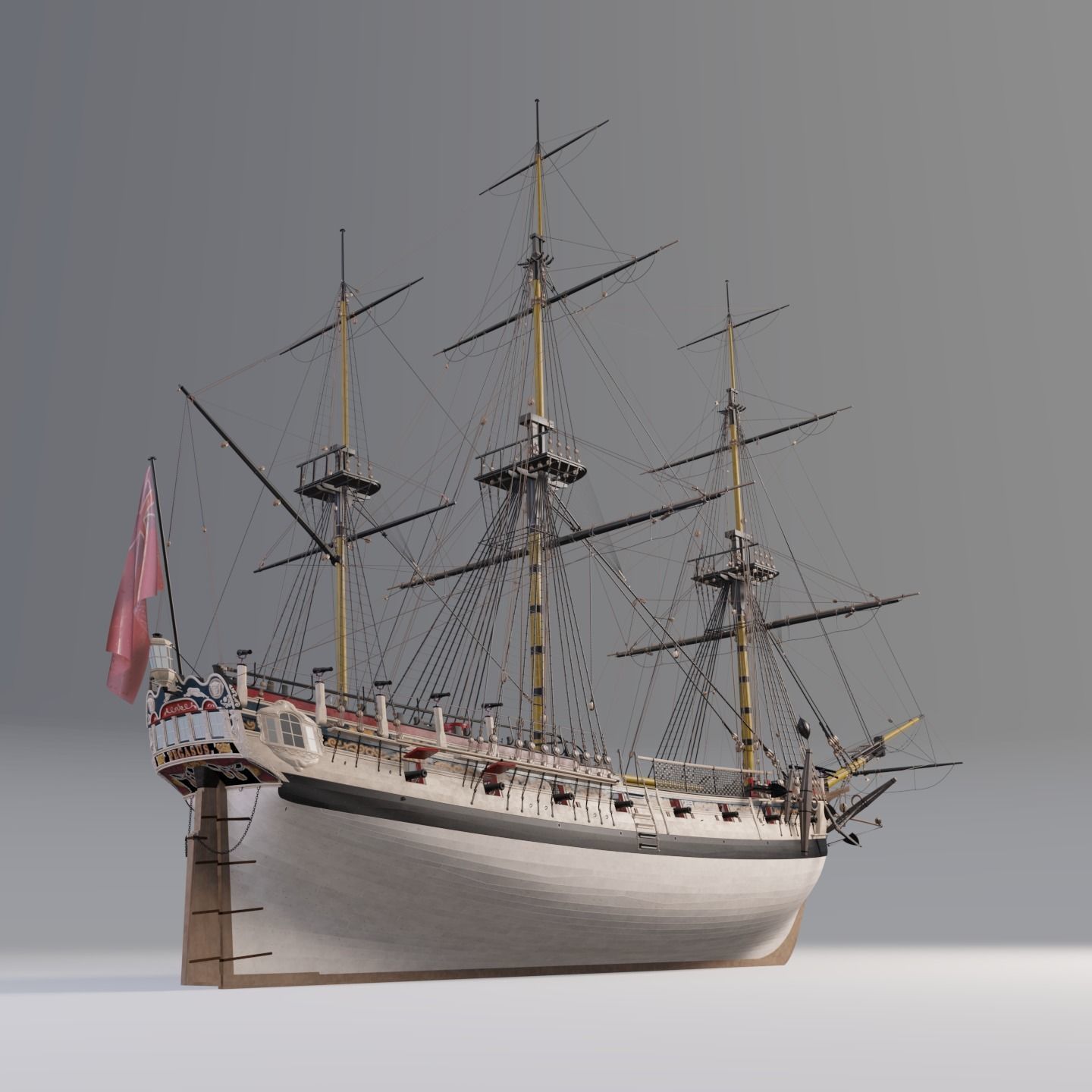 HMS Pegasus - Swan Class Sail Ship 3D model_7