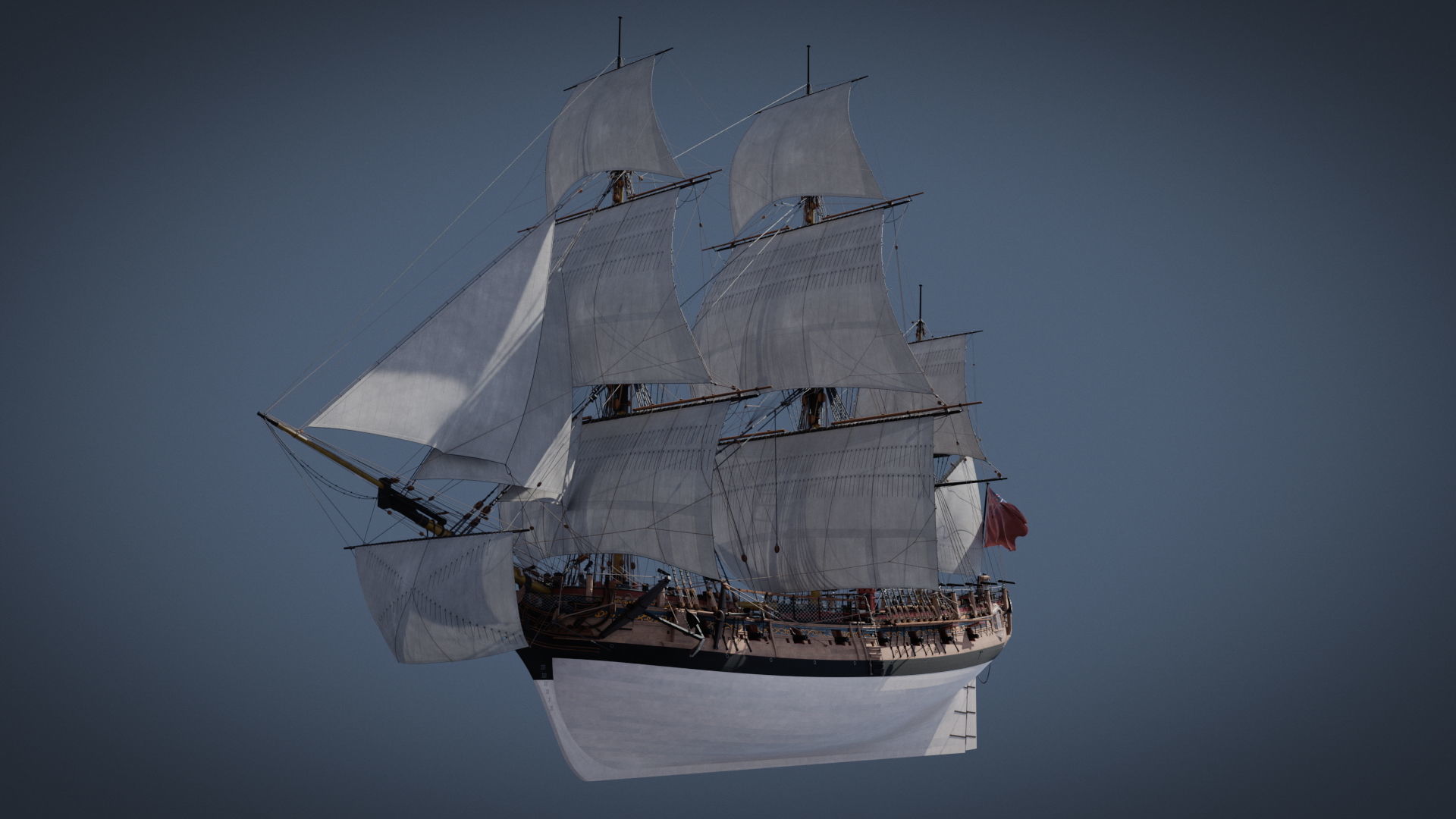 HMS Pegasus - Swan Class Sail Ship 3D model_1