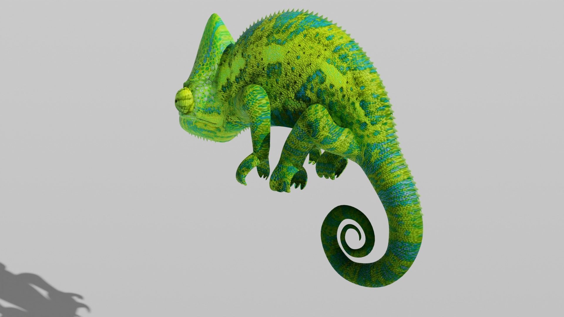 Green Chameleon Low-poly 3D model_10