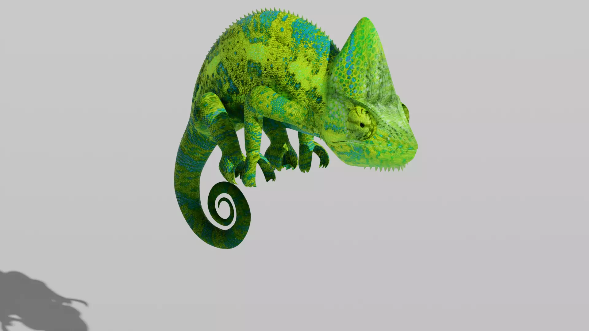 Green Chameleon Low-poly 3D model_0